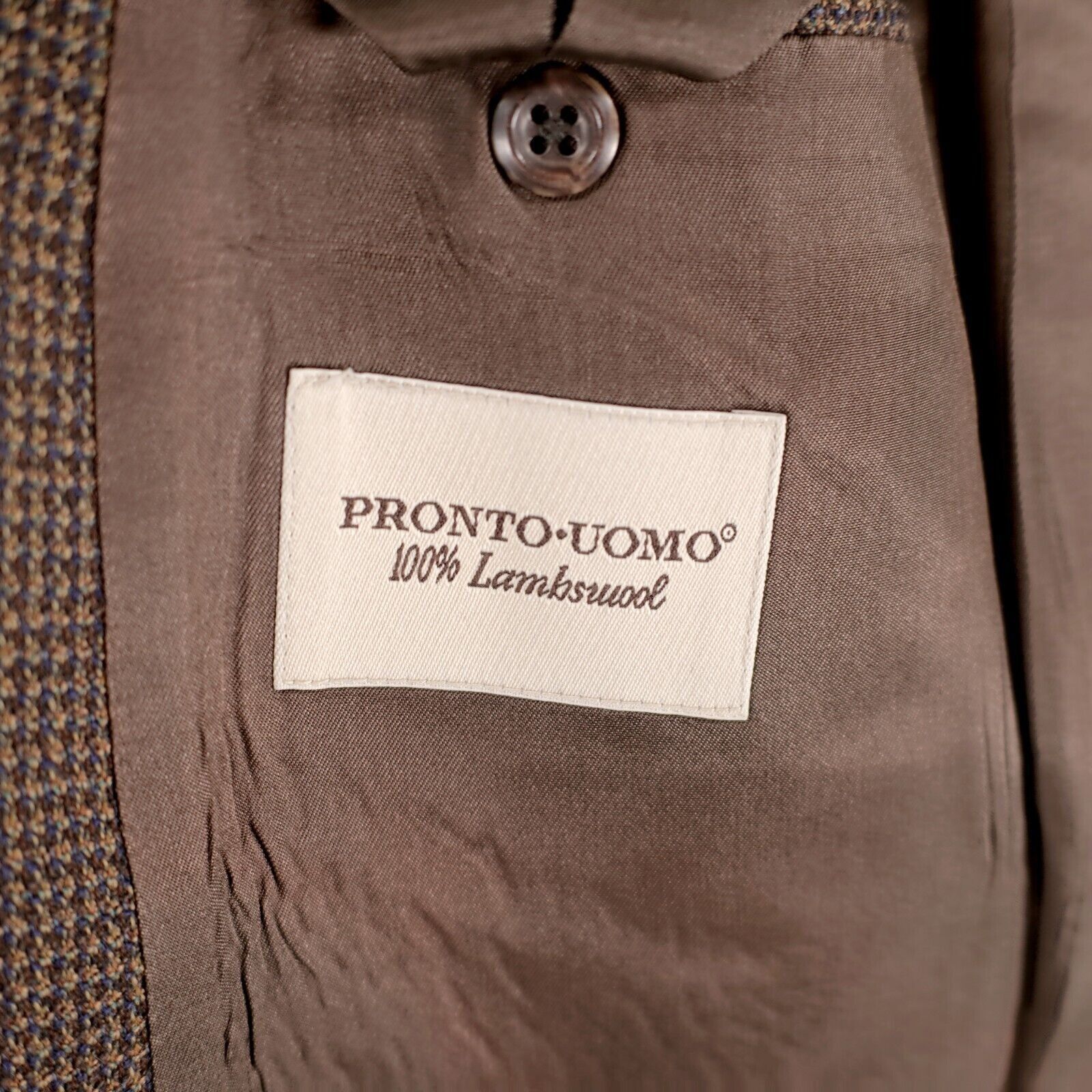 Pronto Uomo Pronto Uomo Tweed Lambswool Brown Blue Tan Check 2 Button Sp Size 50R - 9 Thumbnail