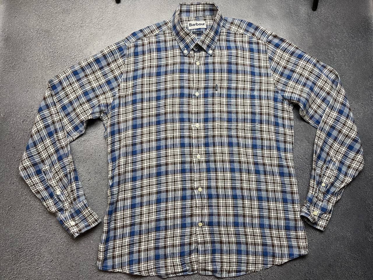 Barbour Barbour Mens Blue Tailored Checked Shirt Size M Size US M / EU 48-50 / 2 - 1 Thumbnail