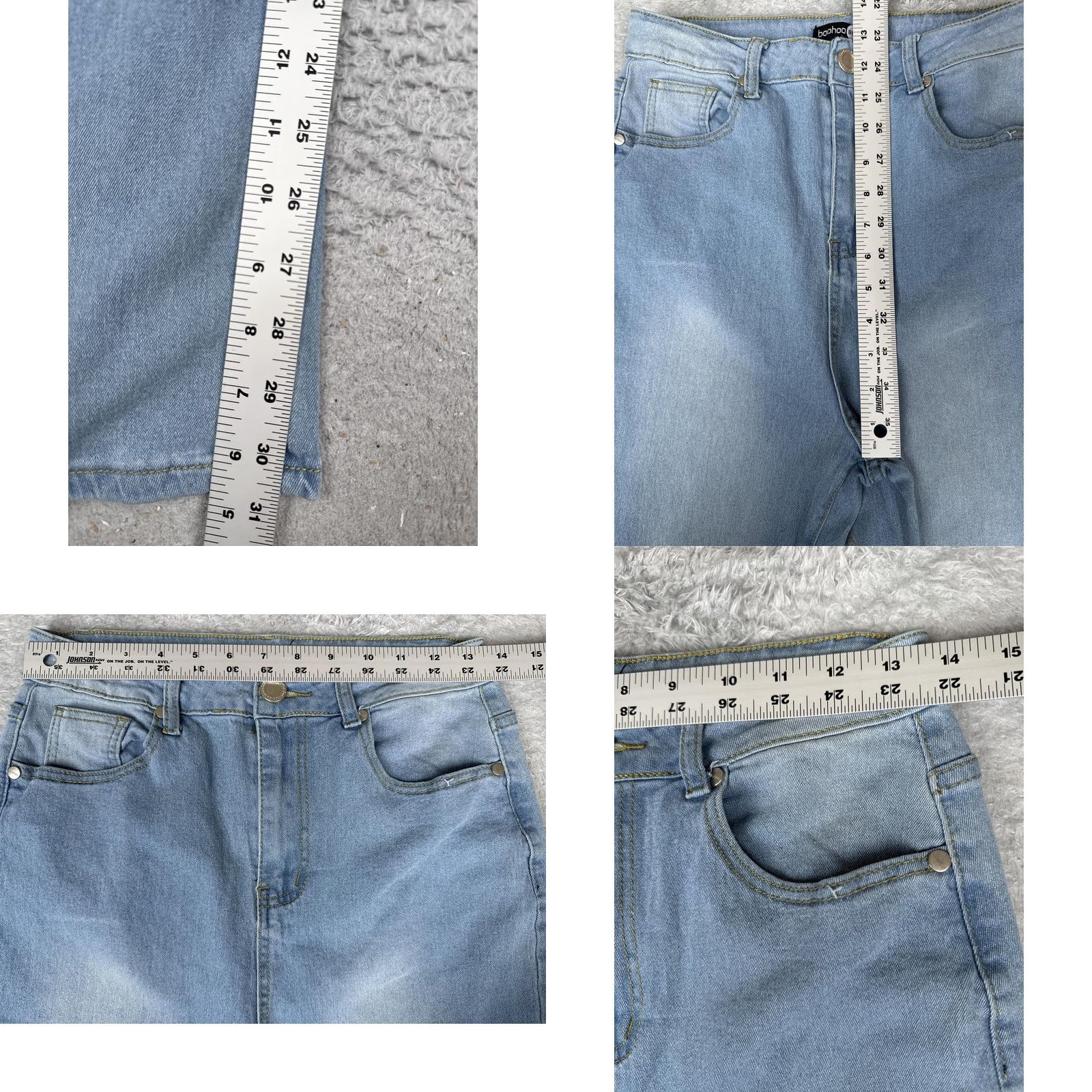 Boohoo Boohoo Jeans Women Flare High Rise Regular 8 Light Blue Denim 26x31 Regular Fit 5-Pocket Zipper Button 31 Inseam Size 30" / US 8 / IT 44 - 8 Thumbnail