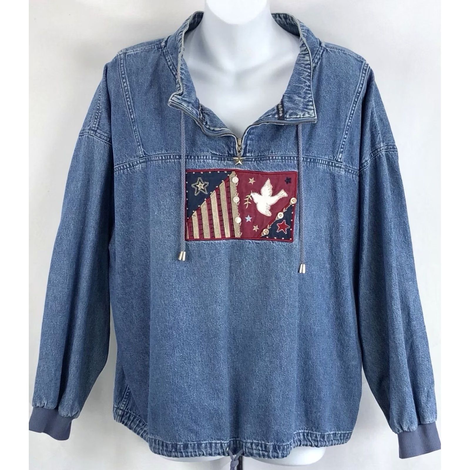 Vintage VINTAGE Christopher & Banks Denim Jacket L Blue Jean DrawString Waist Americana Boho 2000s Women's Blues Bohemian Retro USA 90s Size L / US 10 / IT 46 - 2 Thumbnail
