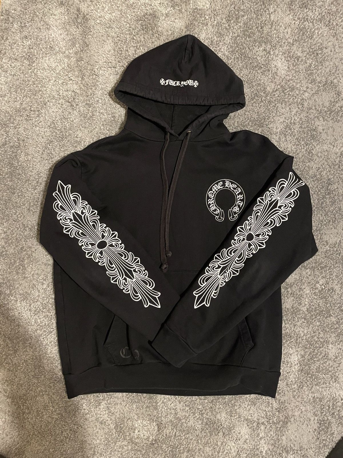 Parka CHROME HEARTS Noir En Coton Avec Logo Fer à Cheval - Taille XL, Occasion Très Bon état (quelques Taches/rayures). Pièce Collector De Luxe !