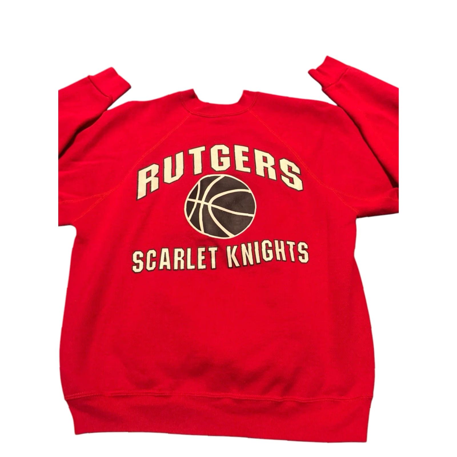 Vintage VINTAGE Rutgers Scarlet Knights Sweatshirt DS Red 80s Medium Men Pullover Crew Neck Fleece Cotton Size US M / EU 48-50 / 2 - 2 Thumbnail