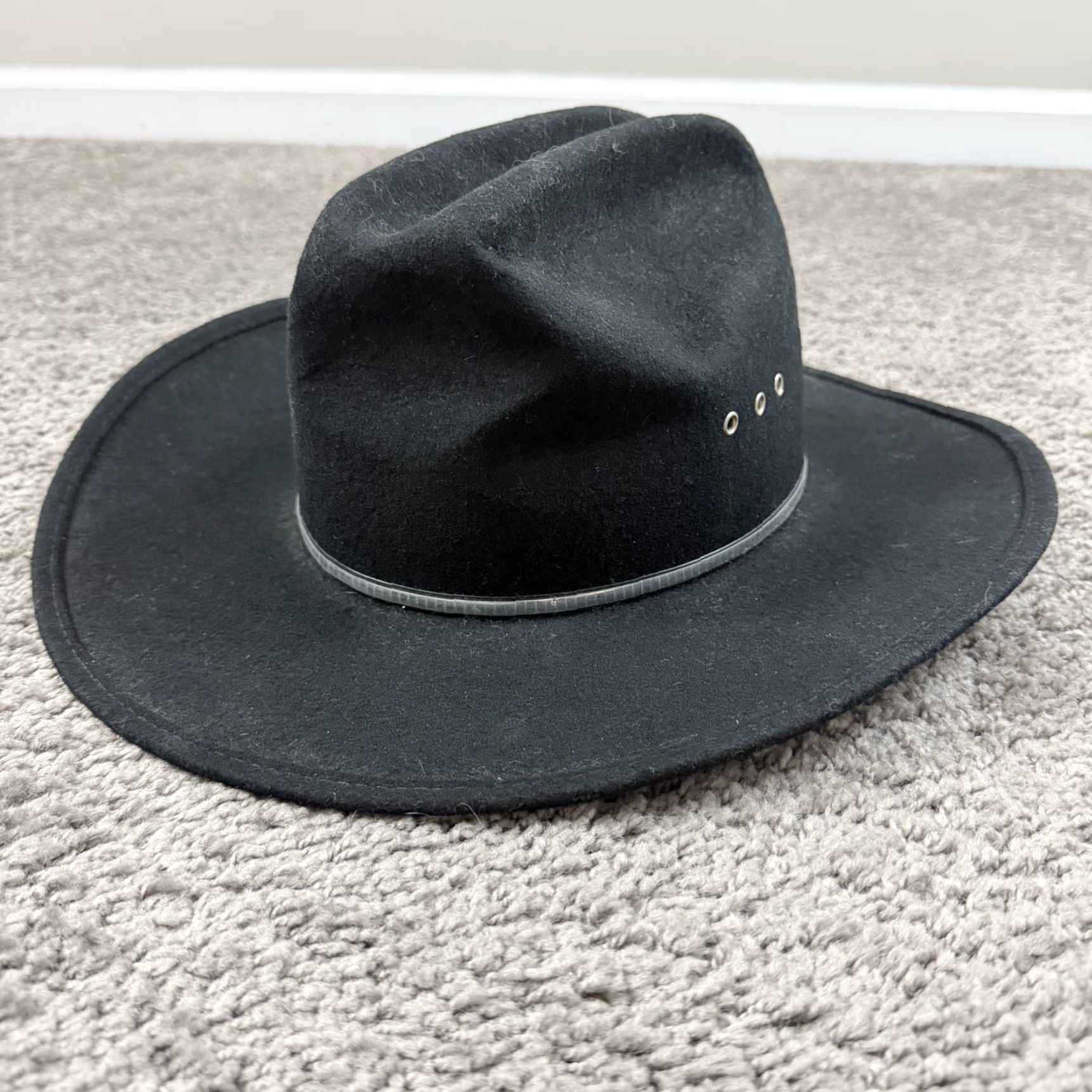 FELT VINTAGE Sheplers Cowboy Hat Mens Medium Black Wool Felt Western Made in USA Cowboy Hat Mens Medium Black Wool Felt Western USA Size ONE SIZE - 6 Thumbnail