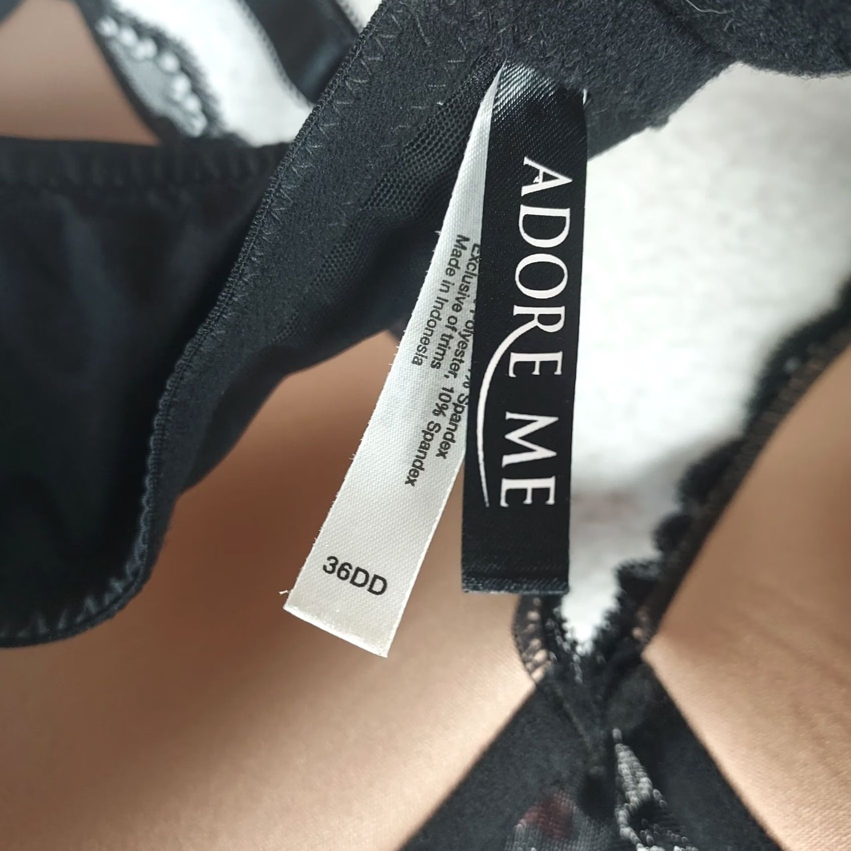 Vintage Adore Me Black Lace Underwire Bra 36DD with Red Bows – Padded Demi Style Balconette Bra Women Mens Size ONE SIZE - 3 Thumbnail