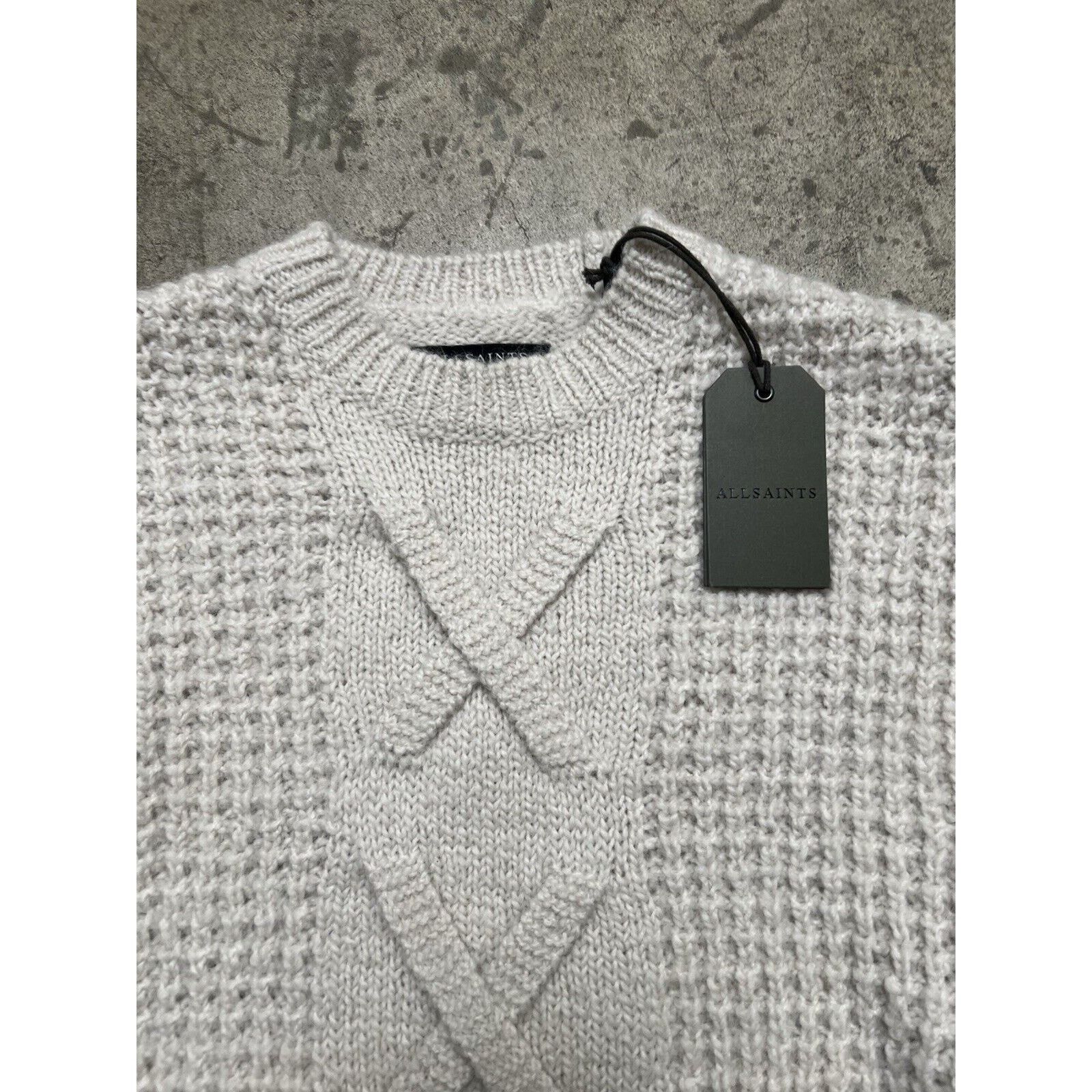 Allsaints NWT Mens White Hennet Crew Pullover Chunky Wool Alpaca $259 Size US S / EU 44-46 / 1 - 4 Thumbnail