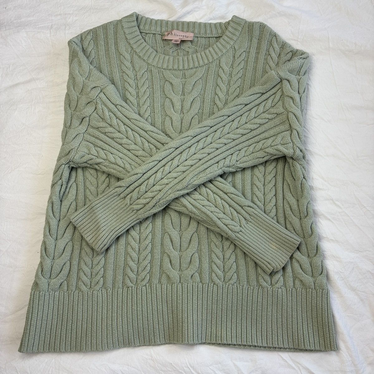 Other Philosophy sage green cable knit crewneck sweater Size M / US 6-8 / IT 42-44 - 2 Thumbnail