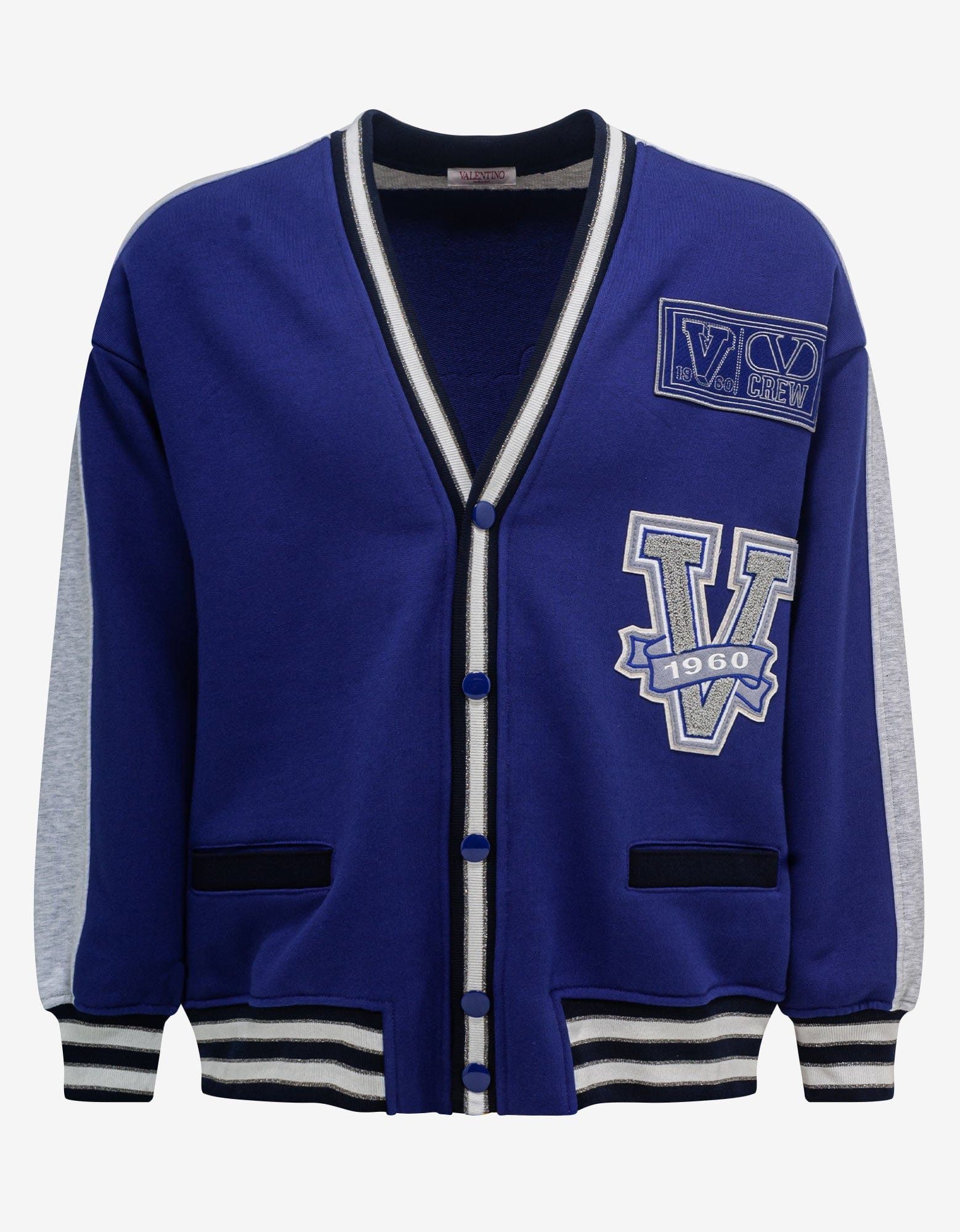 image of Valentino Blue V Crew Patches Cardigan, Men's (Size XS)