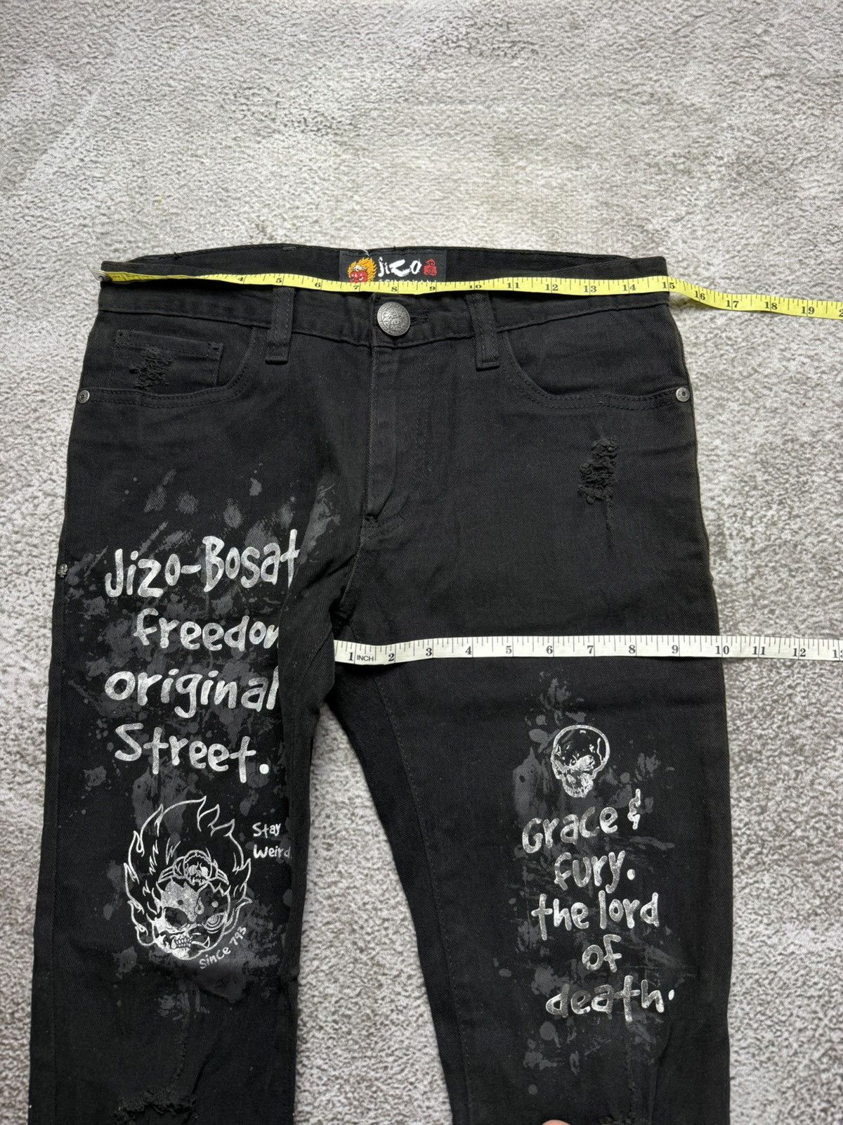 Japanese Brand Distressed black jeans denim jizo-botatsu skull Size US 30 / EU 46 - 20 Thumbnail