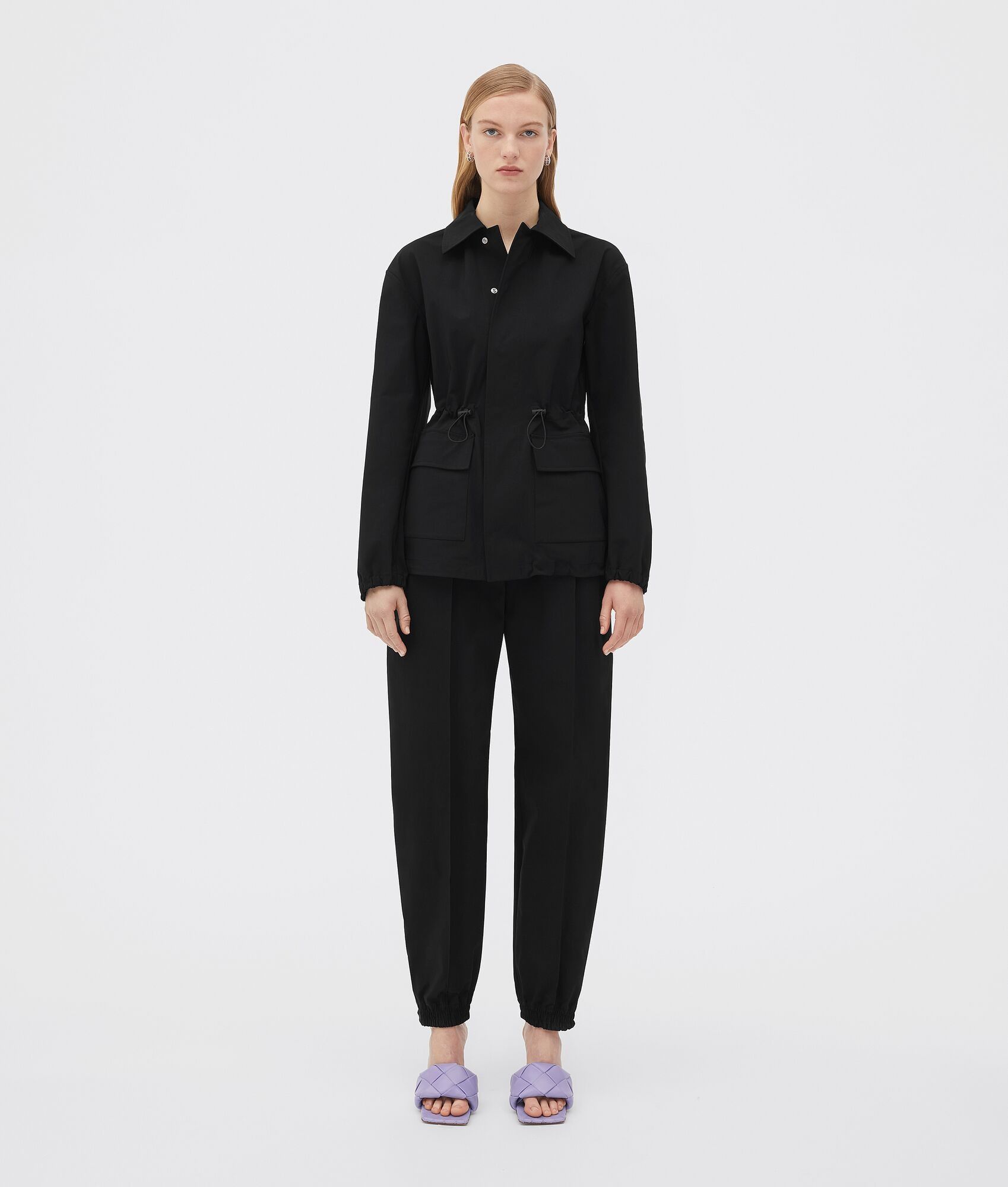 o1n1vont0325 Stretch Nylon Canvas Blouson Jacket in Black