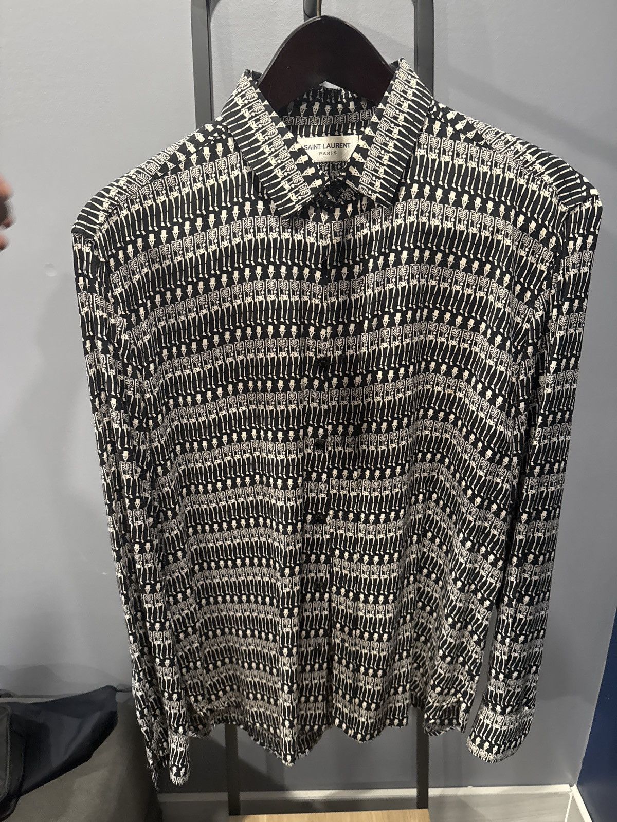 Saint Laurent Paris SKP Skeleton Viscose Shirt Size US M / EU 48-50 / 2 - 1 Thumbnail