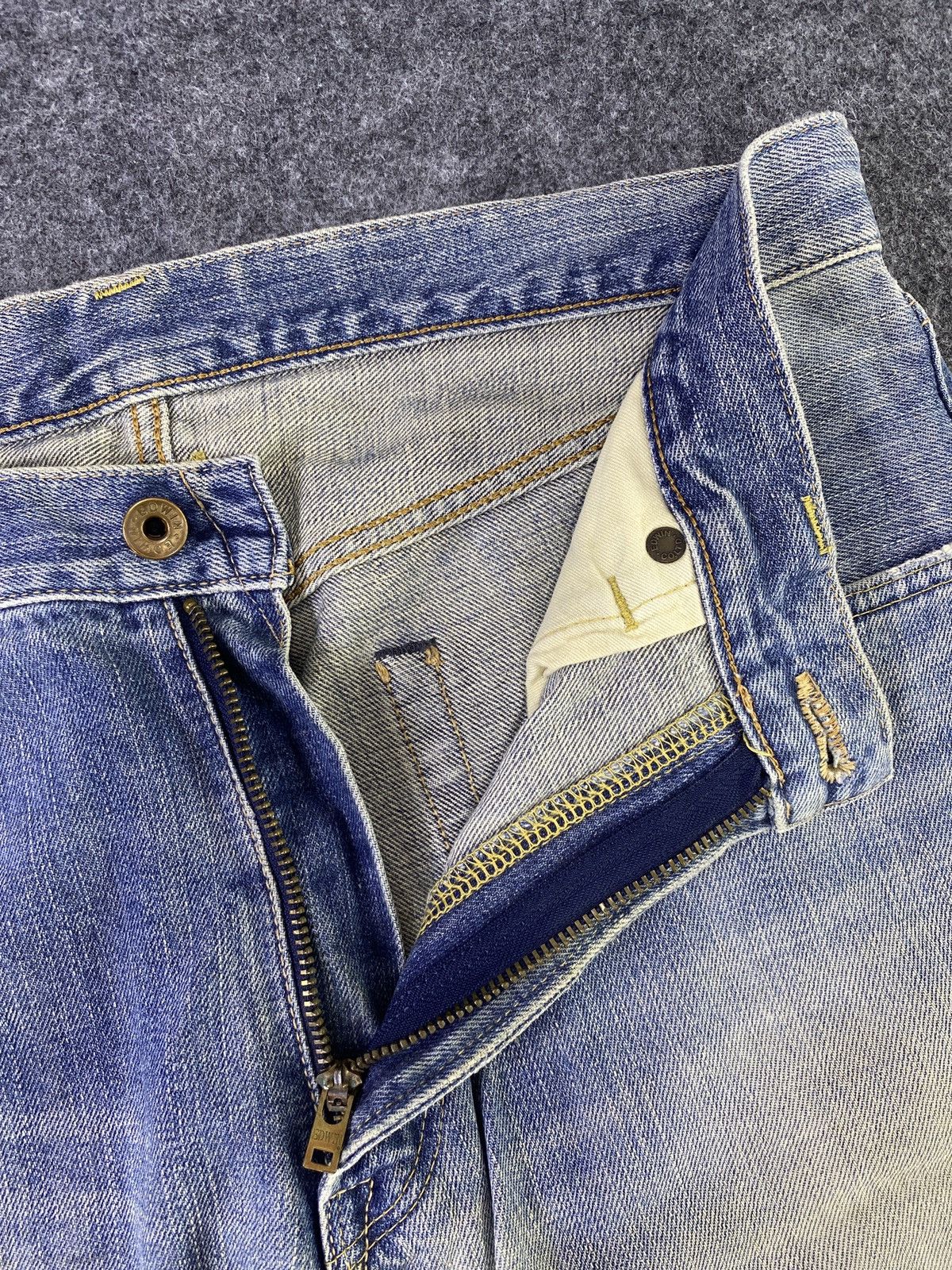 Edwin × Japanese Brand × Jean Edwin 505x Selvedge Distress Blue Wash Denim - J885 Size US 33 - 5 Thumbnail