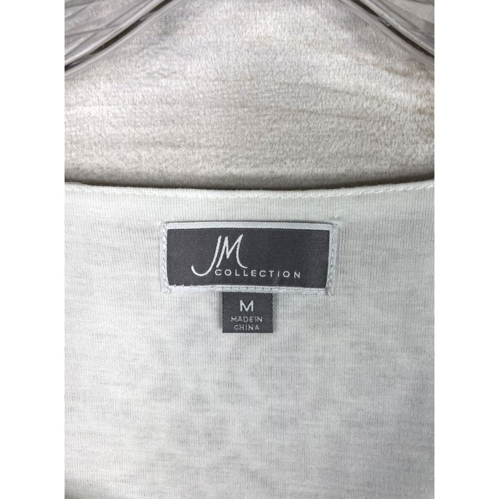 JM Collection JM Collection White Lace Studded Scoop Neck 3/4 Sleeve Blouse M Womens Regular Size Stretch Knit Top Size M / US 6-8 / IT 42-44 - 3 Thumbnail