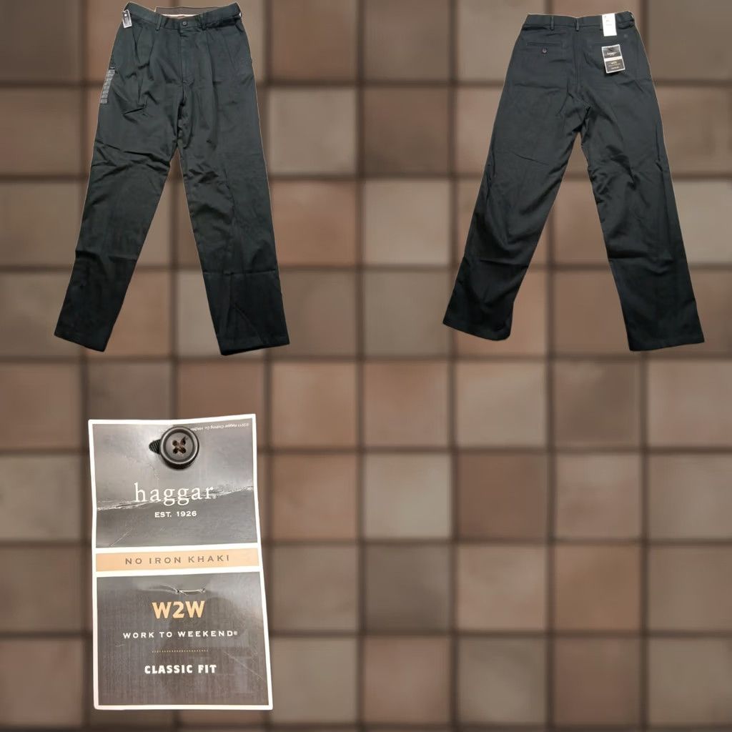 Haggar Haggar No Iron Khaki Pants Men's 32x32 Black Classic Fit NWT Size US 32 / EU 48 - 1 Thumbnail
