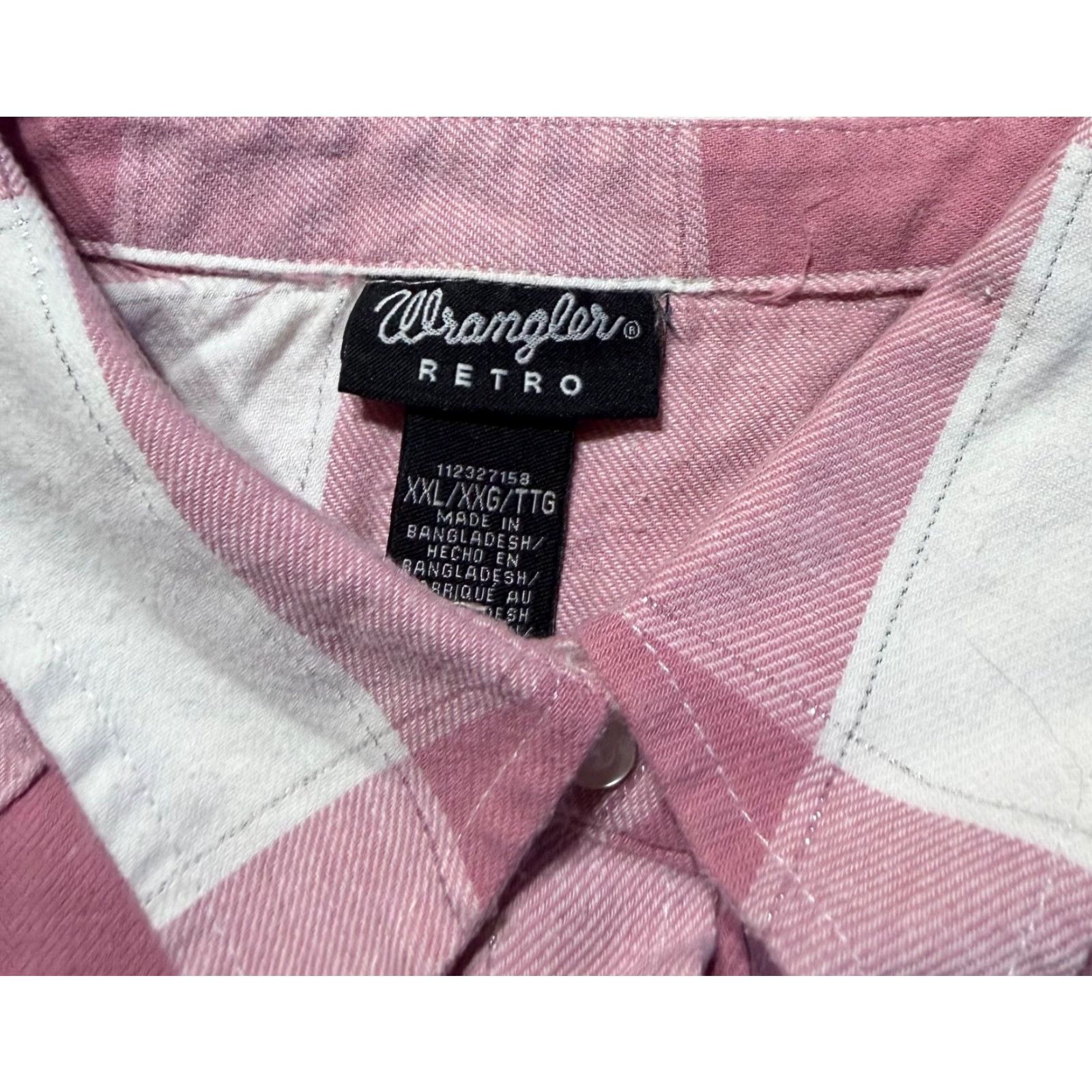 Wrangler Wrangler Retro Women's Shirt 2XL Pink Plaid Distress Sparkle Snap Button-Up Casual Western Vintage: No Size XXL / US 16-18 / IT 52-54 - 7 Thumbnail