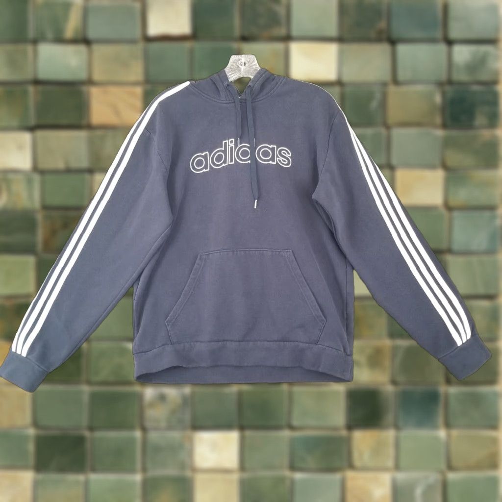 Adidas Adidas Mens Blue White Stripes Pullover Hoodie Size M Size US M / EU 48-50 / 2 - 1 Thumbnail