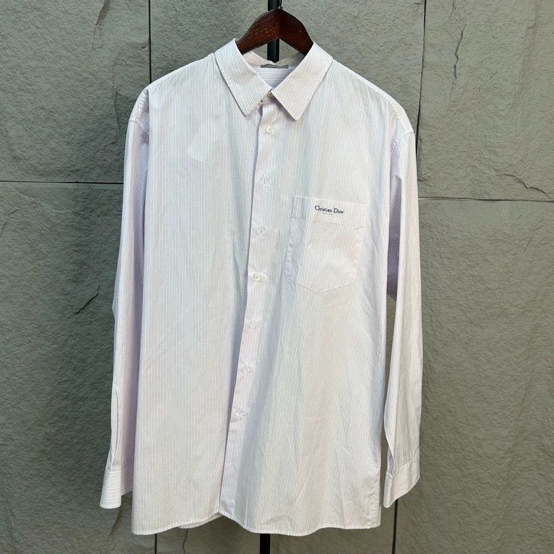 Dior Dior Striped Embroidered Long Sleeve Shirt - dmc Size US M / EU 48-50 / 2 - 1 Thumbnail