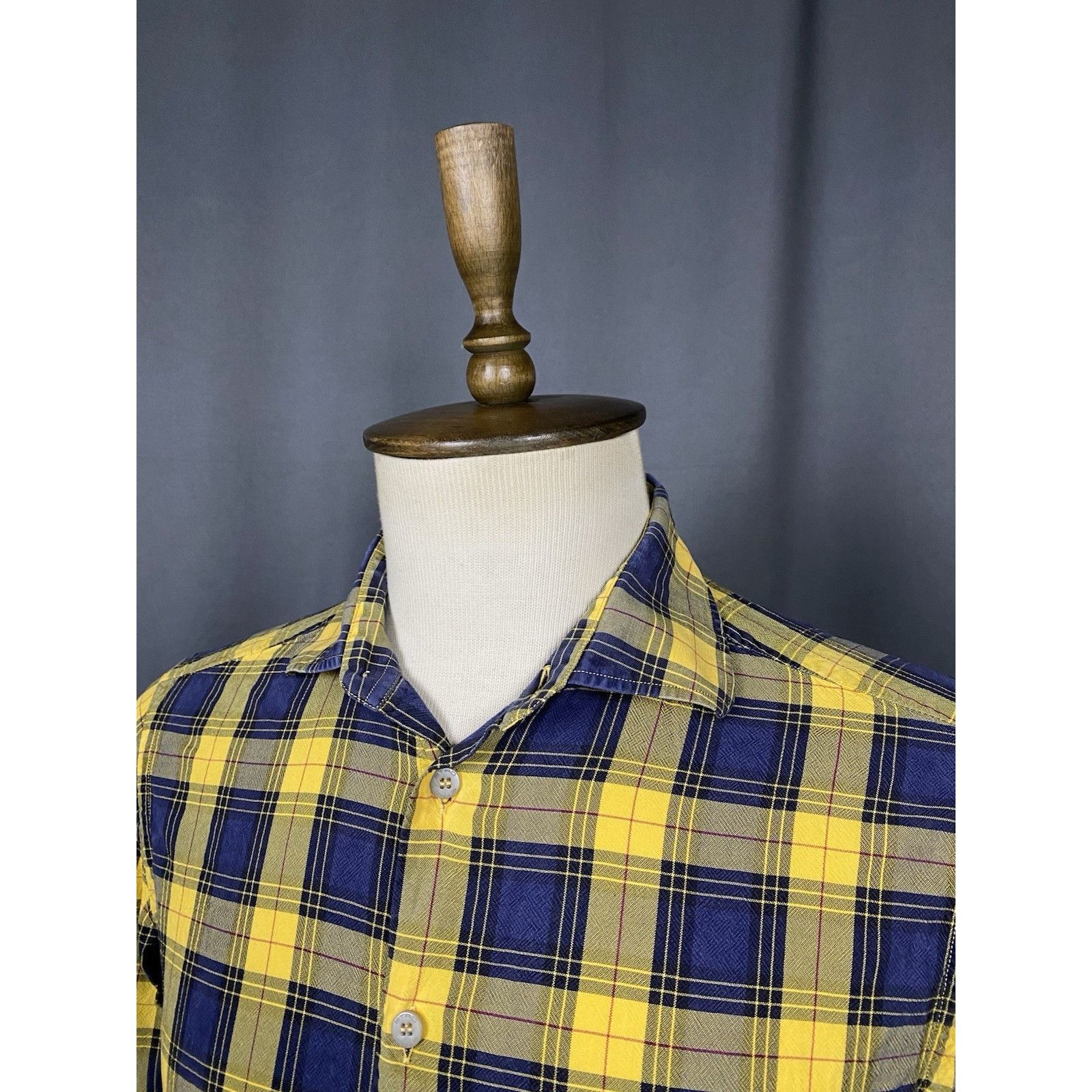 Etro Etro Men's Blue Yellow Checked Longsleeve Shirt Size 40 Size US M / EU 48-50 / 2 - 5 Thumbnail