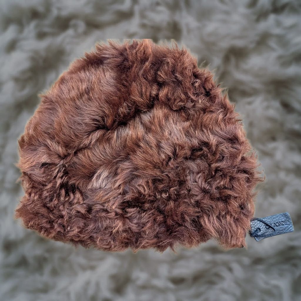 Vintage CALA JADE Beanie Hat One Size Fur Leather Brown Womens Ladies Classic Solid Knit Cap - Vintage: No Size ONE SIZE - 1 Thumbnail