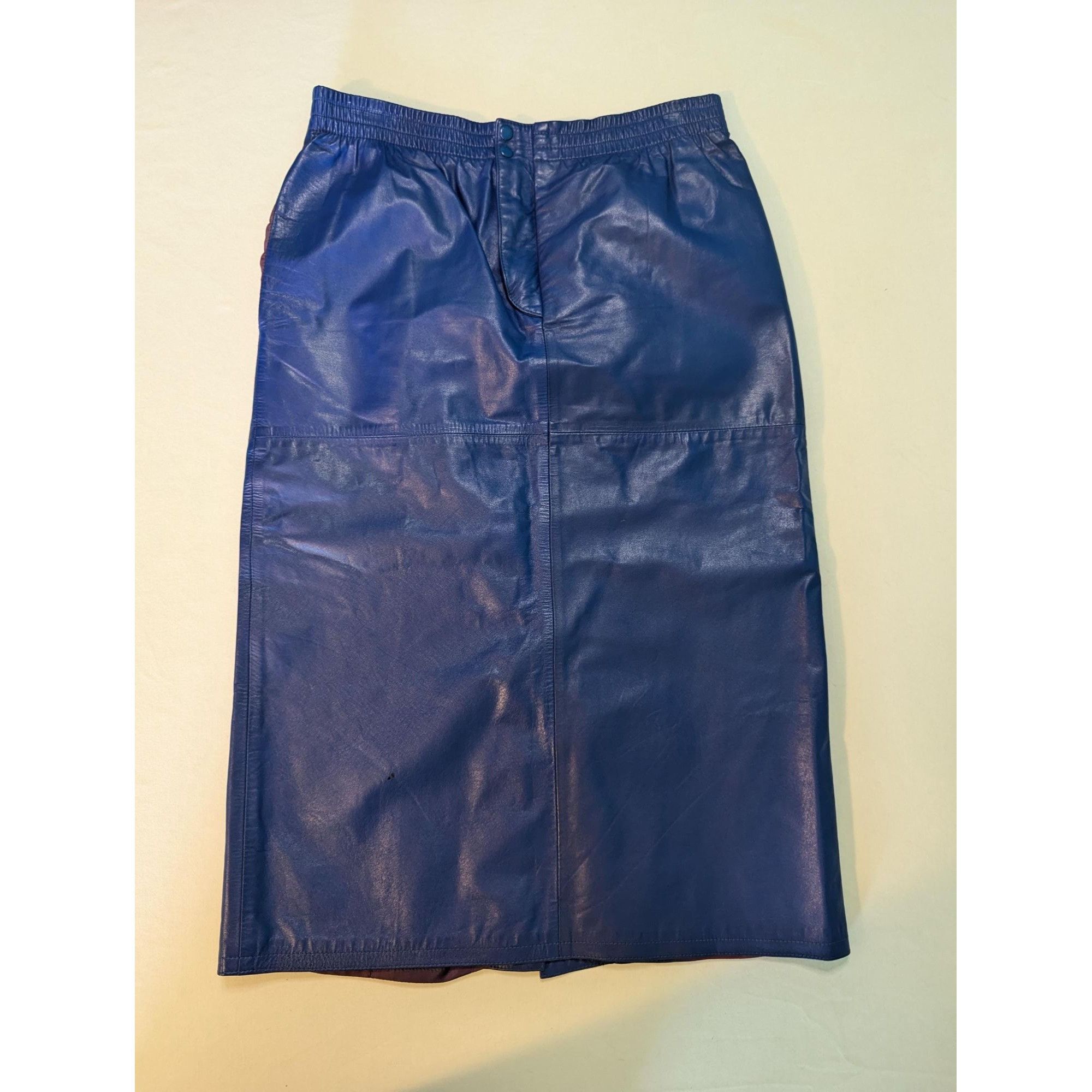 Vintage Vintage Blue Leather Skirt West Bay Size 14 Size 36" / US 14 / IT 50 - 1 Thumbnail