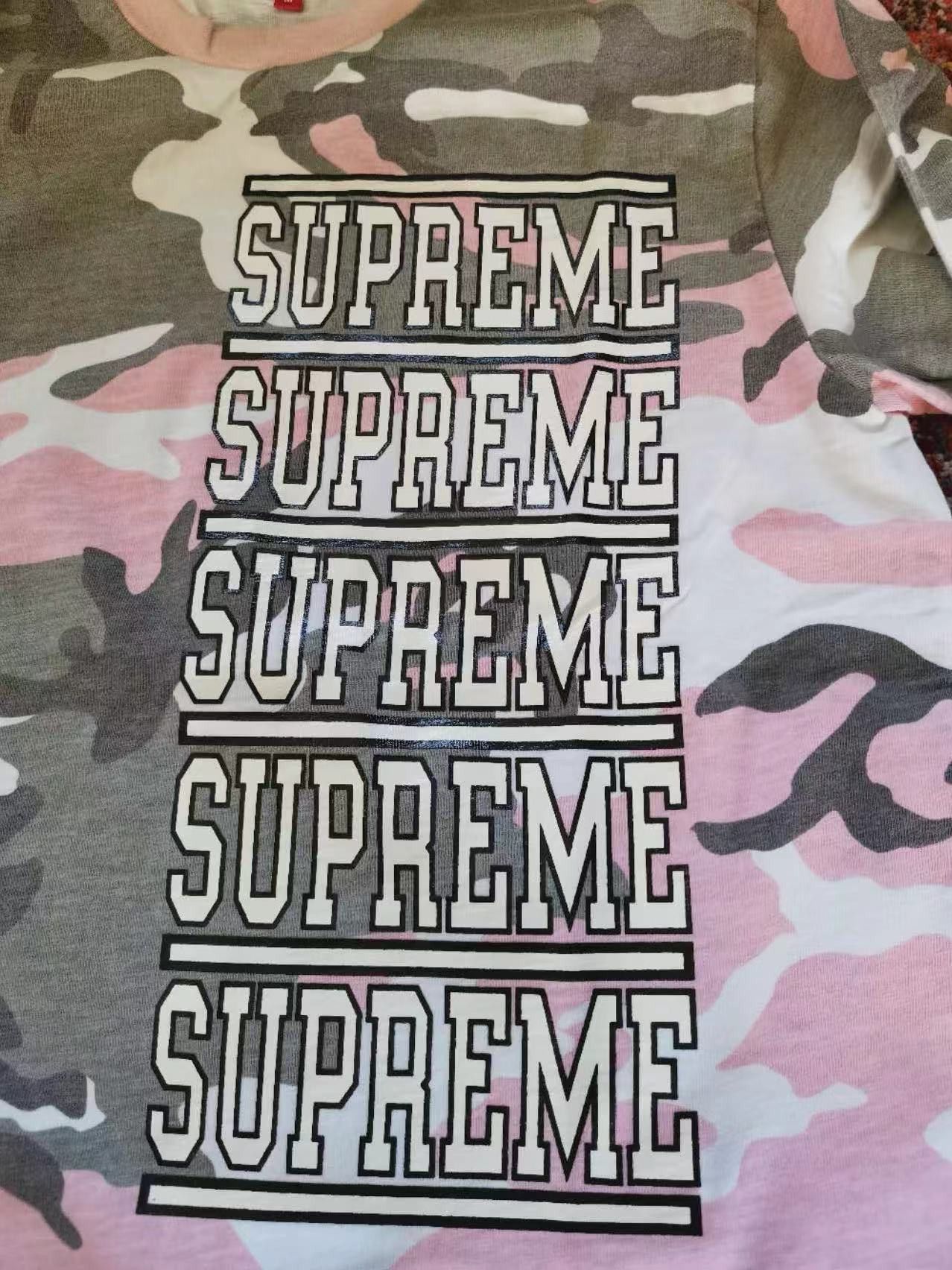 Supreme NEVER WORN* Supreme SS18 Stacked L/S Top Pink Camo Size US M / EU 48-50 / 2 - 3 Thumbnail