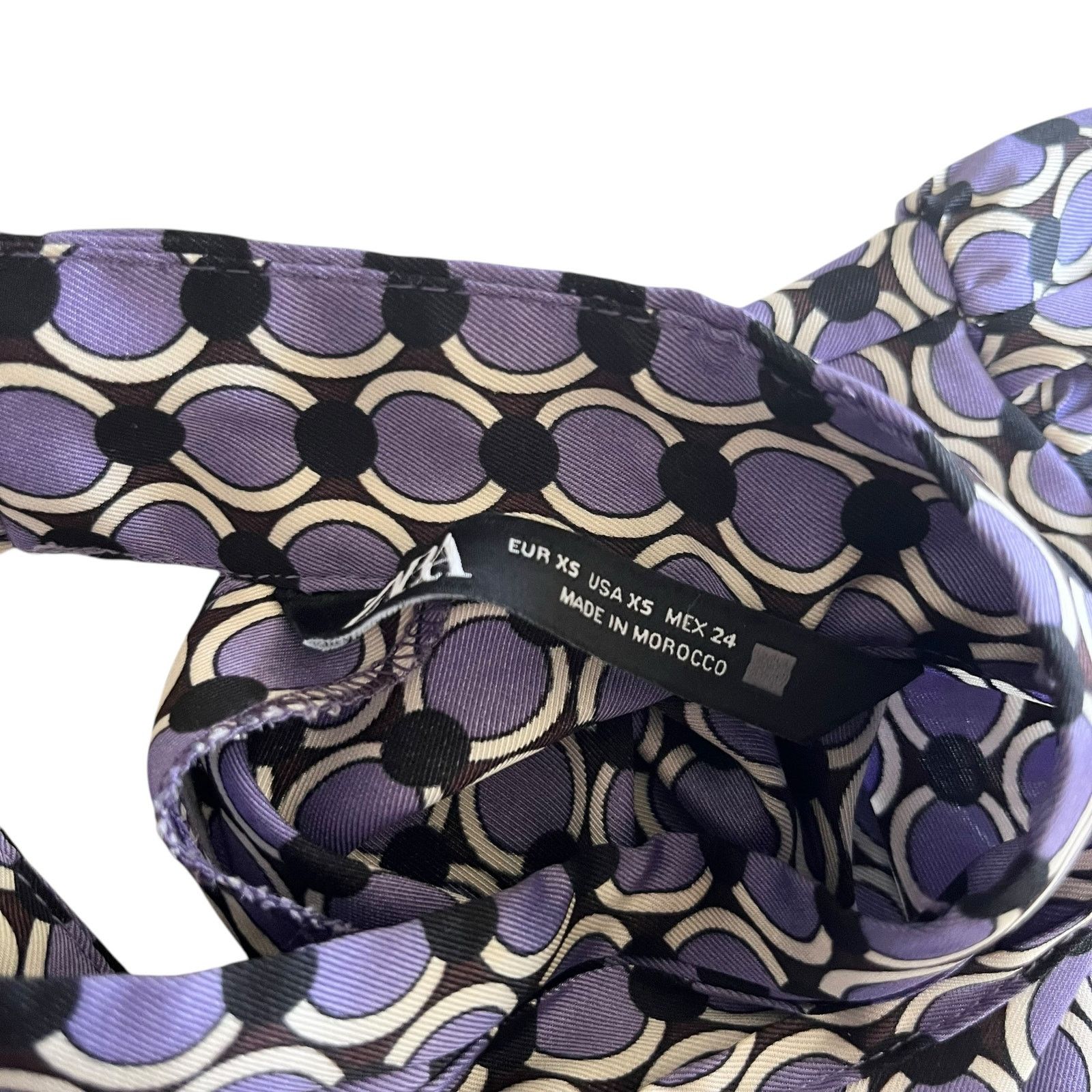 Zara Zara Purple Circle Geometric Print Belted Midi Shirt Dress Size XS / US 0-2 / IT 36-38 - 6 Thumbnail