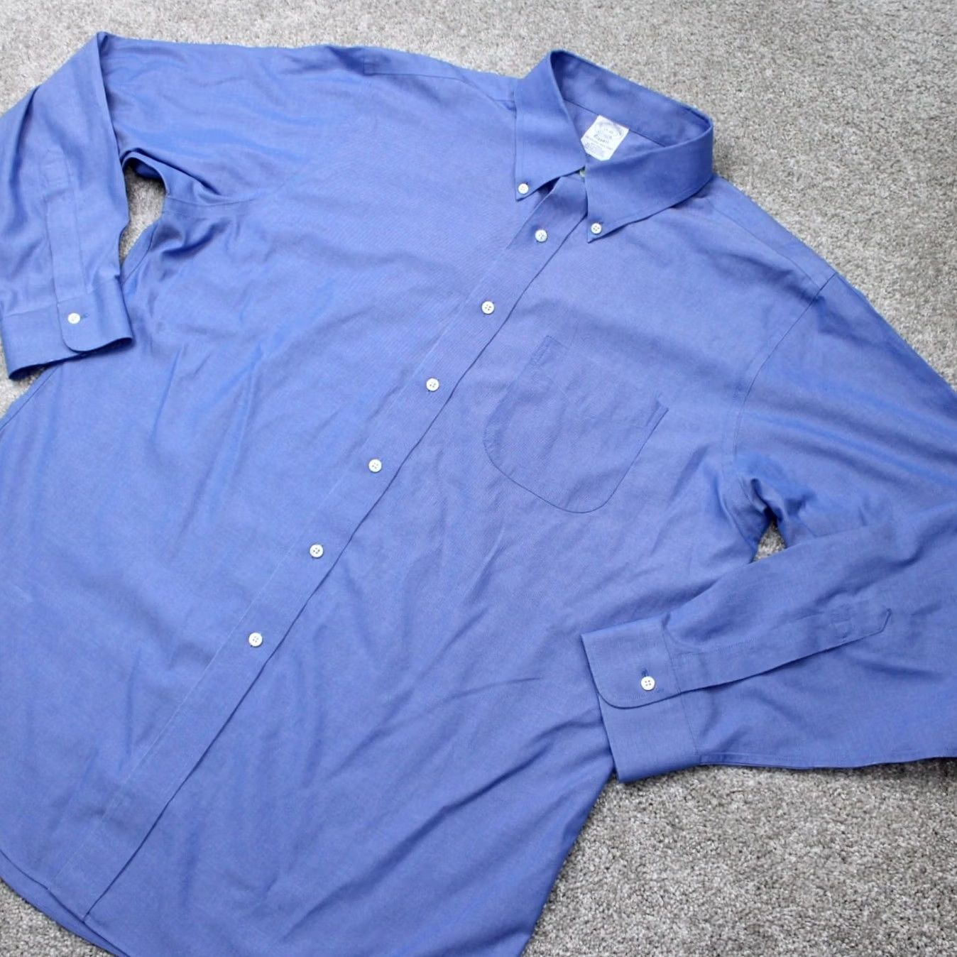Brooks Brothers Brooks Brothers Dress Shirt Mens 17 35 Blue Non Iron 100% Cotton Regular Long Sleeve Button Closure Size 46R - 3 Thumbnail