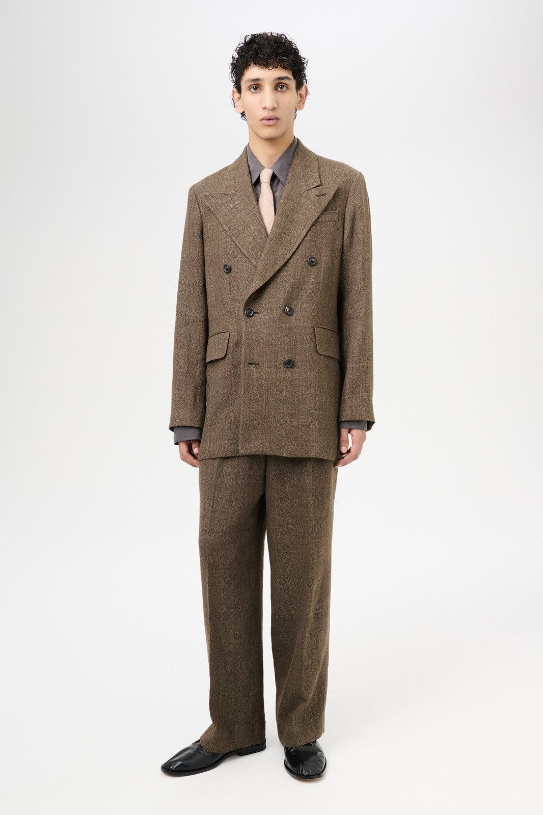 Our Legacy Our Legacy Sharp DB Blazer - Tobacco Delave Linen Size 50R - 5 Thumbnail