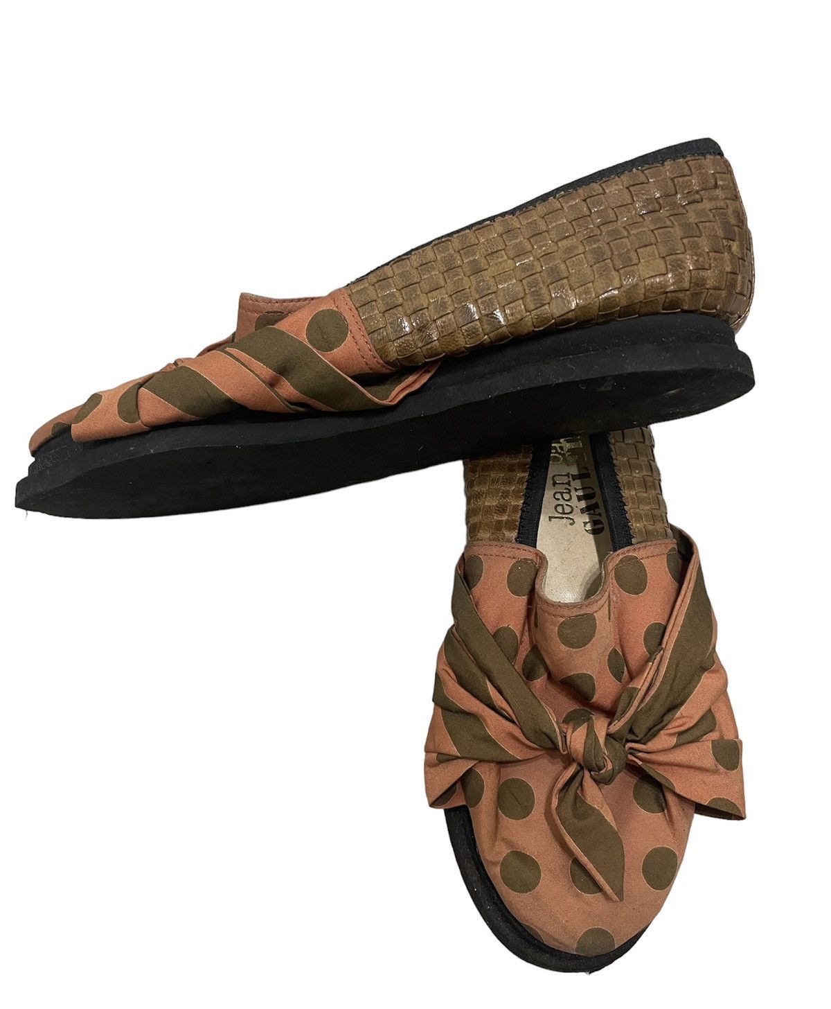 Jean Paul Gaultier JPG Distinctive Woven With Polka Dot Fabric Bow Flat Shoes Size US 8 / IT 38 - 3 Thumbnail