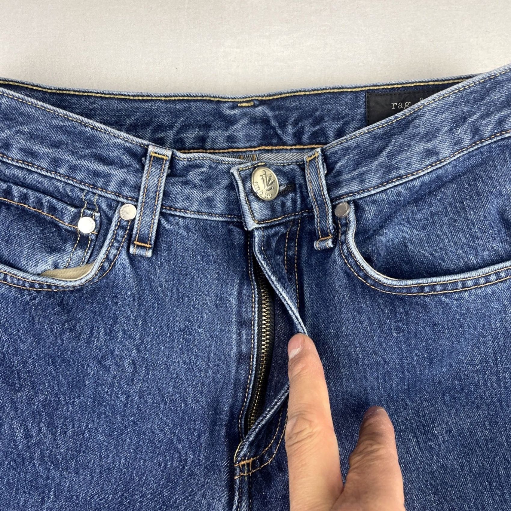 Rag & Bone rag & bone Jeans Womens 25 High Rise Raw Edge Tapered Skinny Dark Stone Blue Denim 5-Pocket Mens Womens Boys Girls Size 26" / US 2 / IT 38 - 3 Thumbnail
