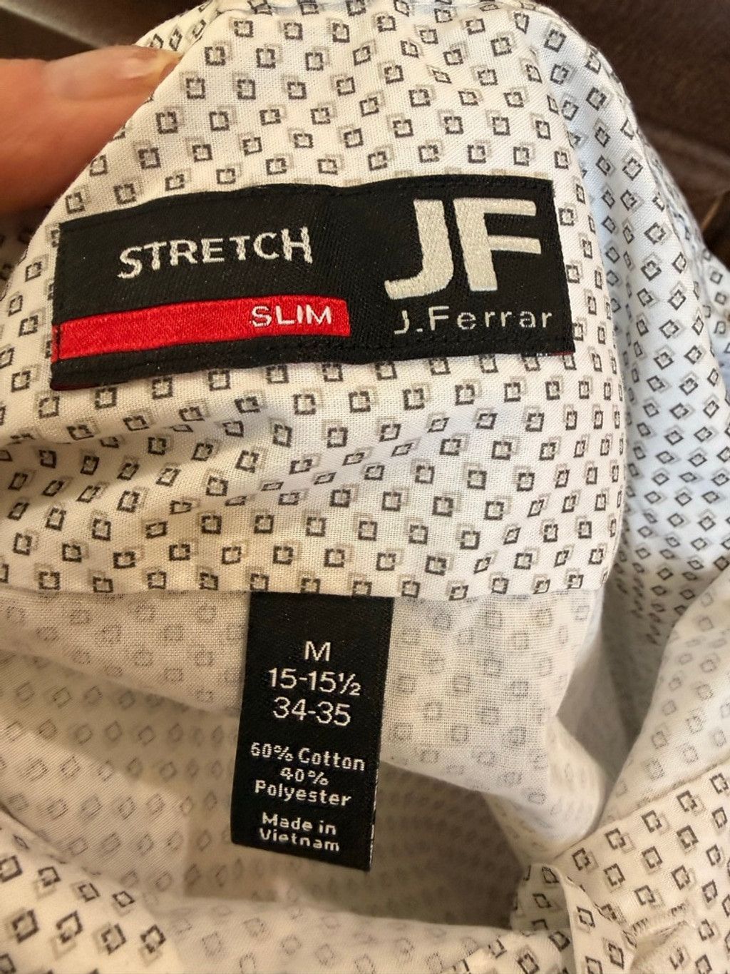 J Ferrar Men's J. Ferrar White & Black Geometric Print Slim Fit Butto Size US M / EU 48-50 / 2 - 6 Thumbnail