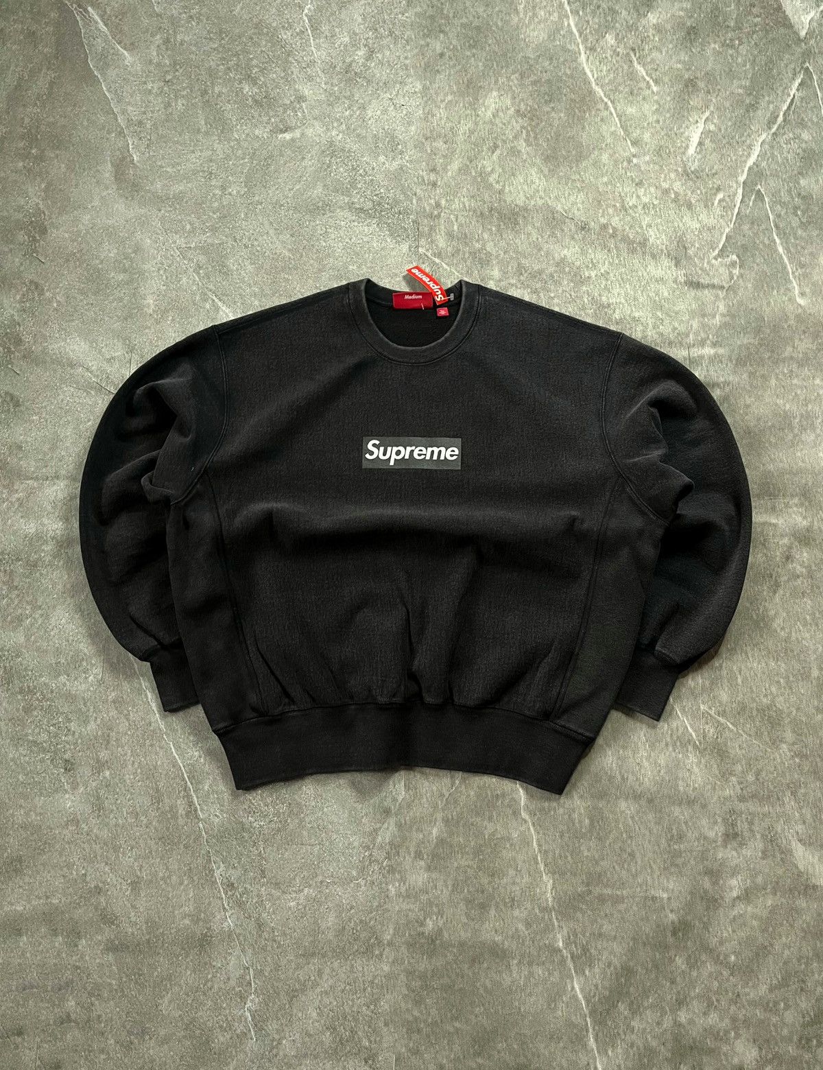 Supreme Washed Box Logo Crewneck Black M Supreme Box Logo Crewneck