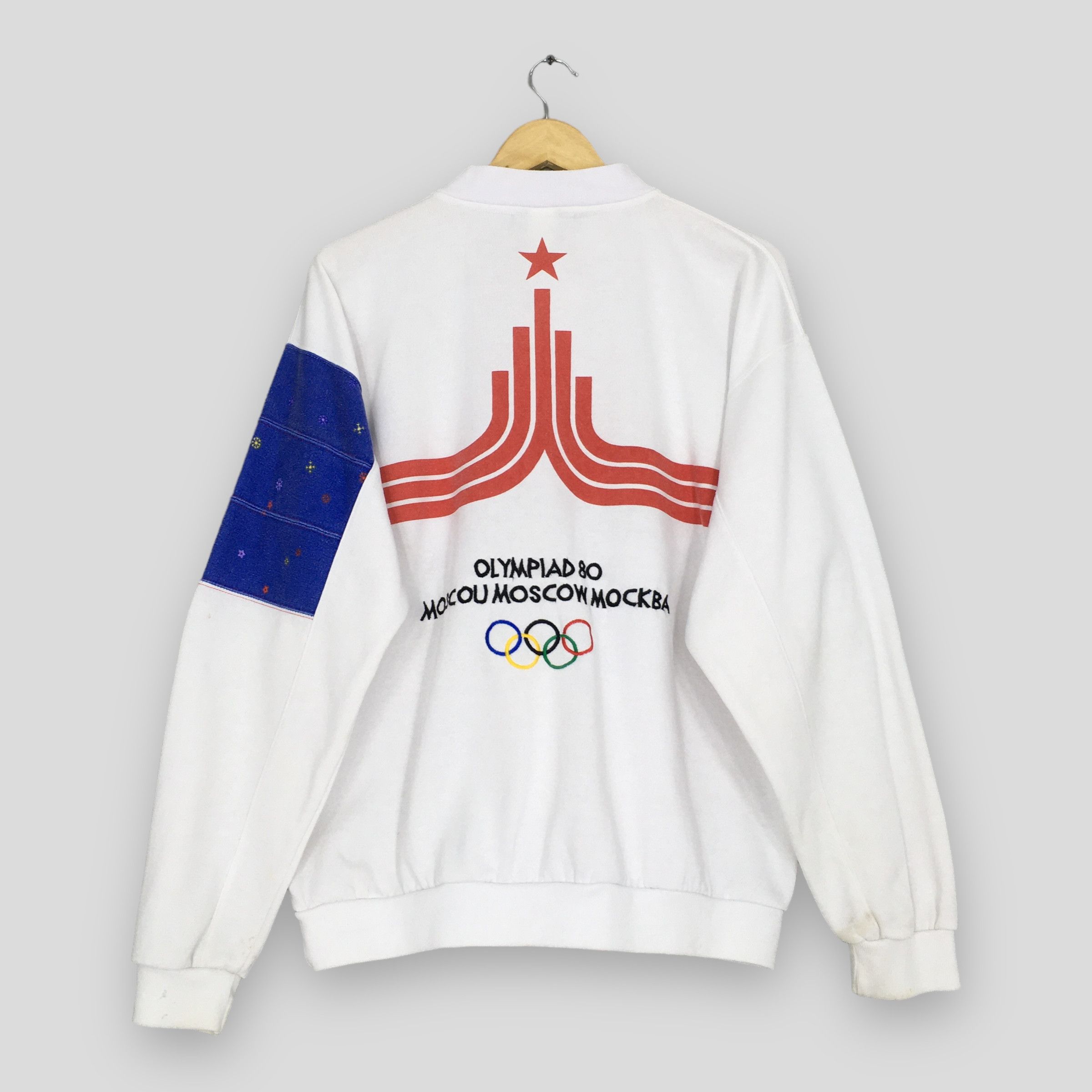 Adidas × USA Olympics × Vintage 1980 RARE Adidas Moscow Olympics Crewneck Sweatshirt White Size US L / EU 52-54 / 3 - 8 Thumbnail
