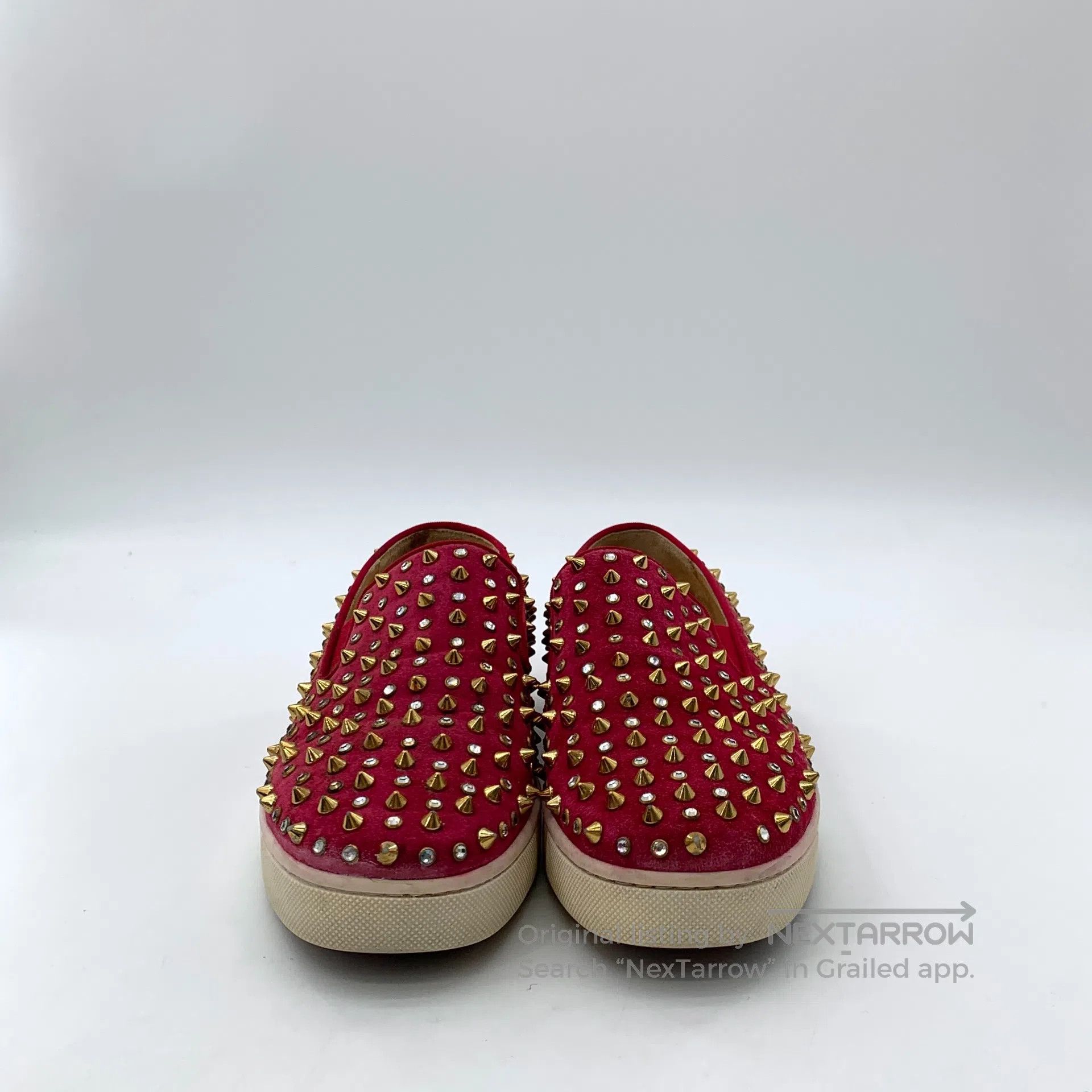 Christian Louboutin Christian Louboutin Red Full Stud Casual Flat Slip-On Loaf Size US 6.5 / IT 36.5 - 3 Thumbnail