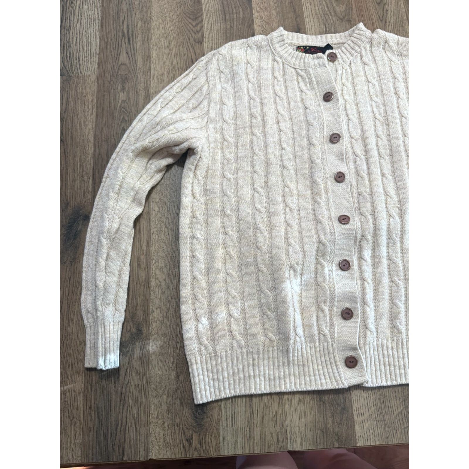 Vintage VINTAGE? Jersilds Sweater Cardigan Women's XL Tan Long Sleeve Button Up Brown Knit Size XL / US 12-14 / IT 48-50 - 3 Thumbnail