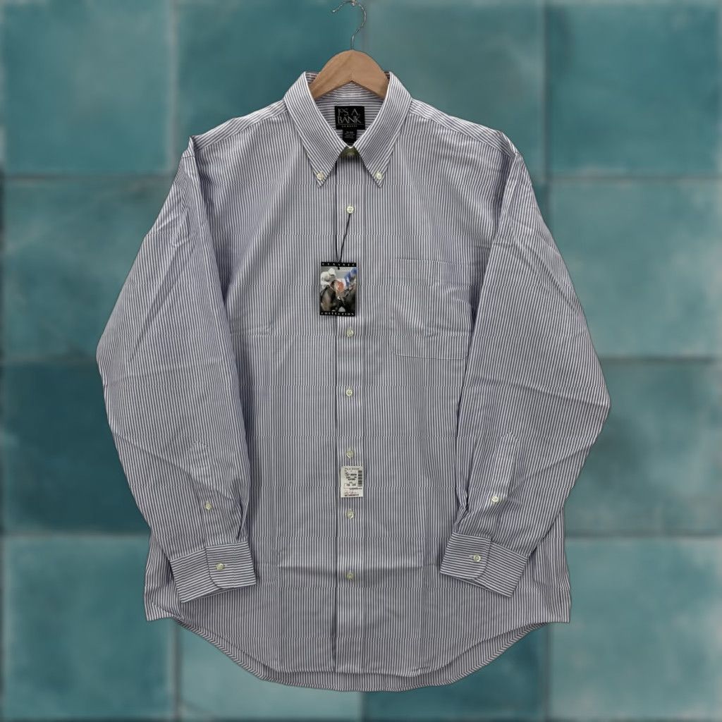 Jos. A. Bank Jos A Bank Shirt Mens Blue White Striped Button Down 16-34 Classic Business Work Dress Shirt Mens 16 Size US L / EU 52-54 / 3 - 1 Thumbnail