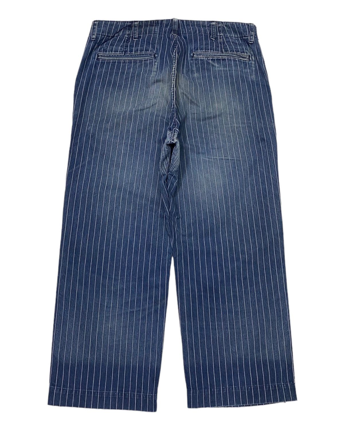 Japan Blue 🔥VINTAGE JAPAN BLUE BAGGY STRIPED BAGGY LOOSE PANTS Size US 35 - 2 Thumbnail