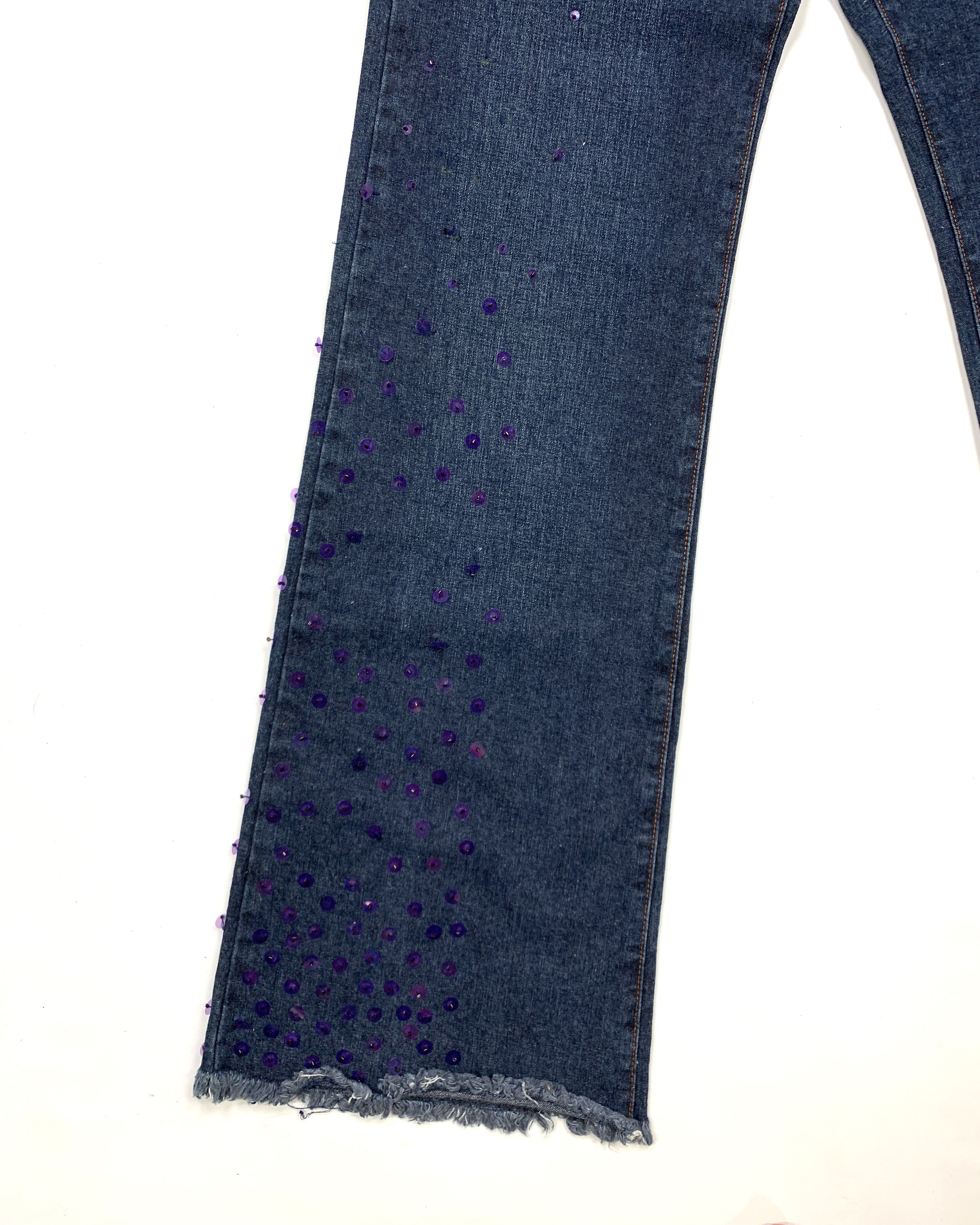 Jean Paul Gaultier 90s Embellished Flared Rave Jeans Size 30" / US 8 / IT 44 - 3 Thumbnail