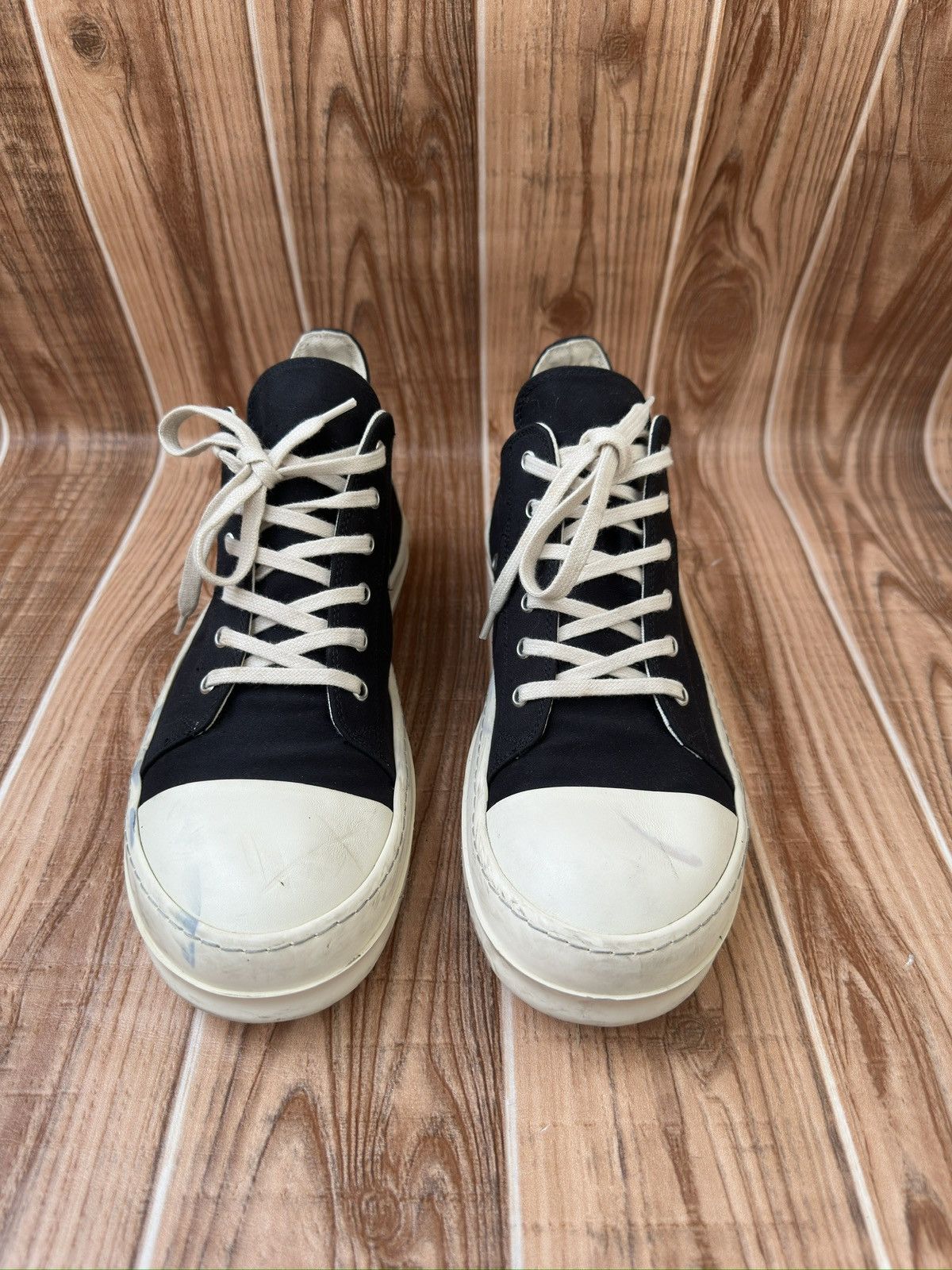 Rick Owens Rick Owens DRKSHDW Ramones (Licence Plate) Lowtops Size US 11 / EU 44 - 1 Thumbnail