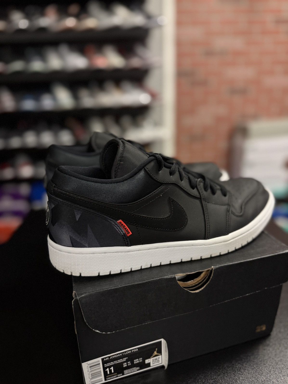 Jordan Brand × Nike Jordan 1 Low PSG Paris RARE Size 11 Black 🧼 Size US 11 / EU 44 - 8 Thumbnail
