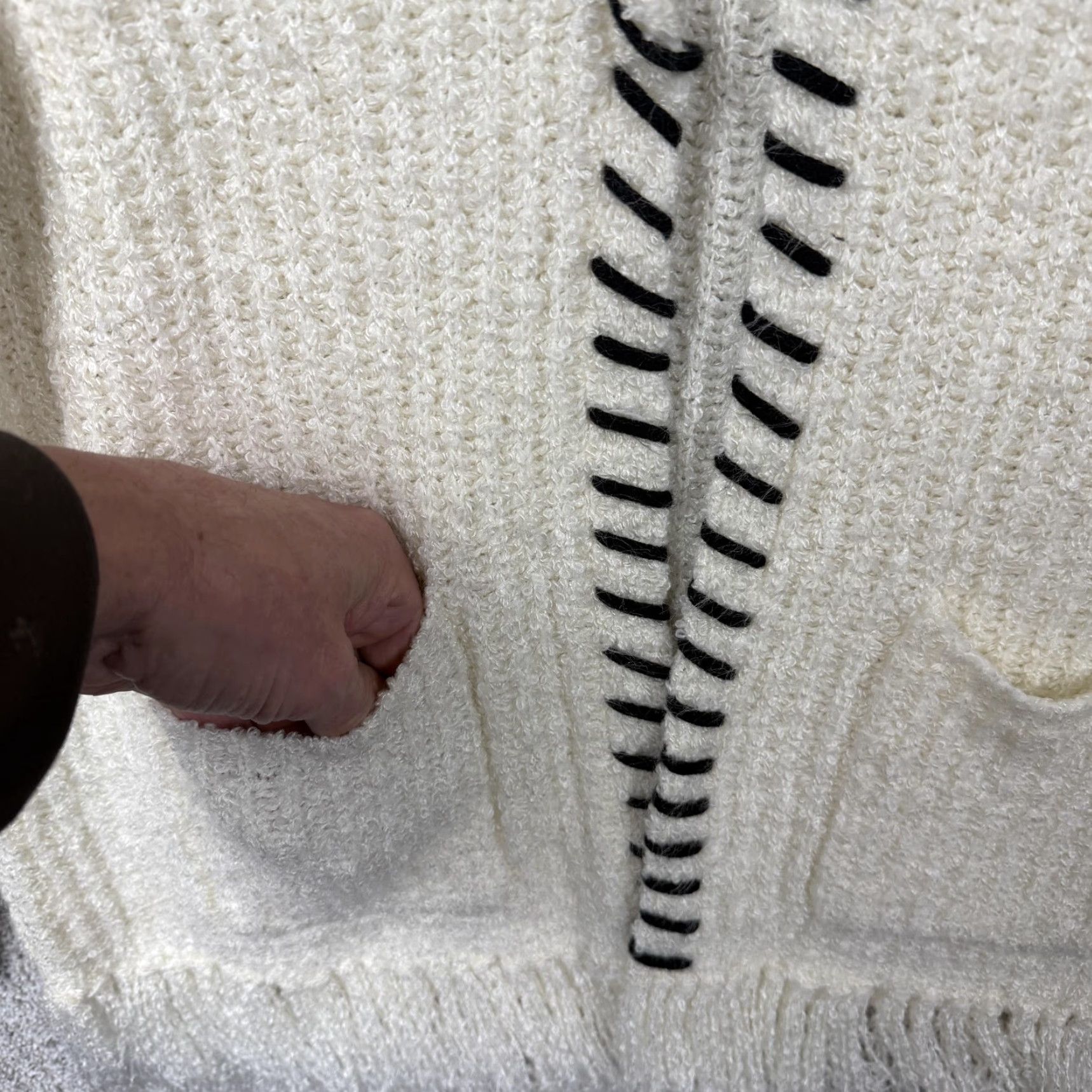 Vintage Carol Rose Cardigan Sweater Womens M Cream Fringe Knit Boho Festival Coquette Size M / US 6-8 / IT 42-44 - 4 Thumbnail