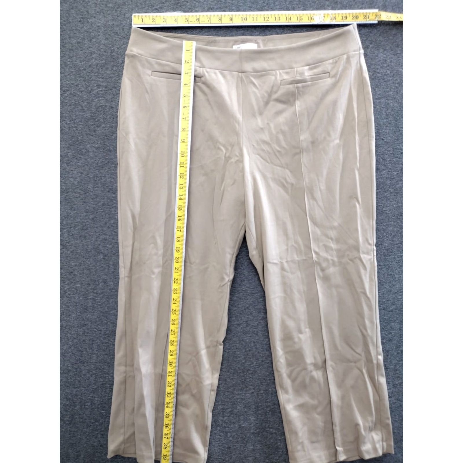 Vintage GATO Beige Pull On Ankle Pants Women's 22/24WP Casual Career Twist: 90s Theme, High Rise, Pockets, Regular Fit, Plus Size Size 40" / US 18 - 4 Thumbnail