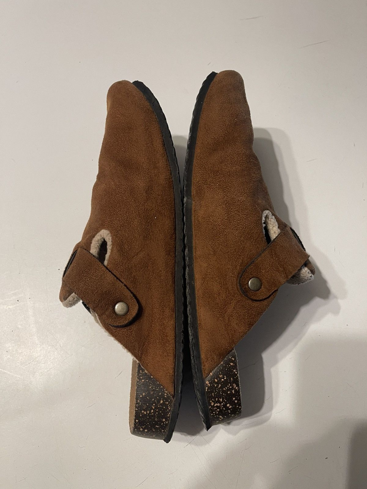 Other Men’s Size 10 Brown Suede Sherpa Lined Slip On Buckled Mules Size US 10 / EU 43 - 6 Thumbnail