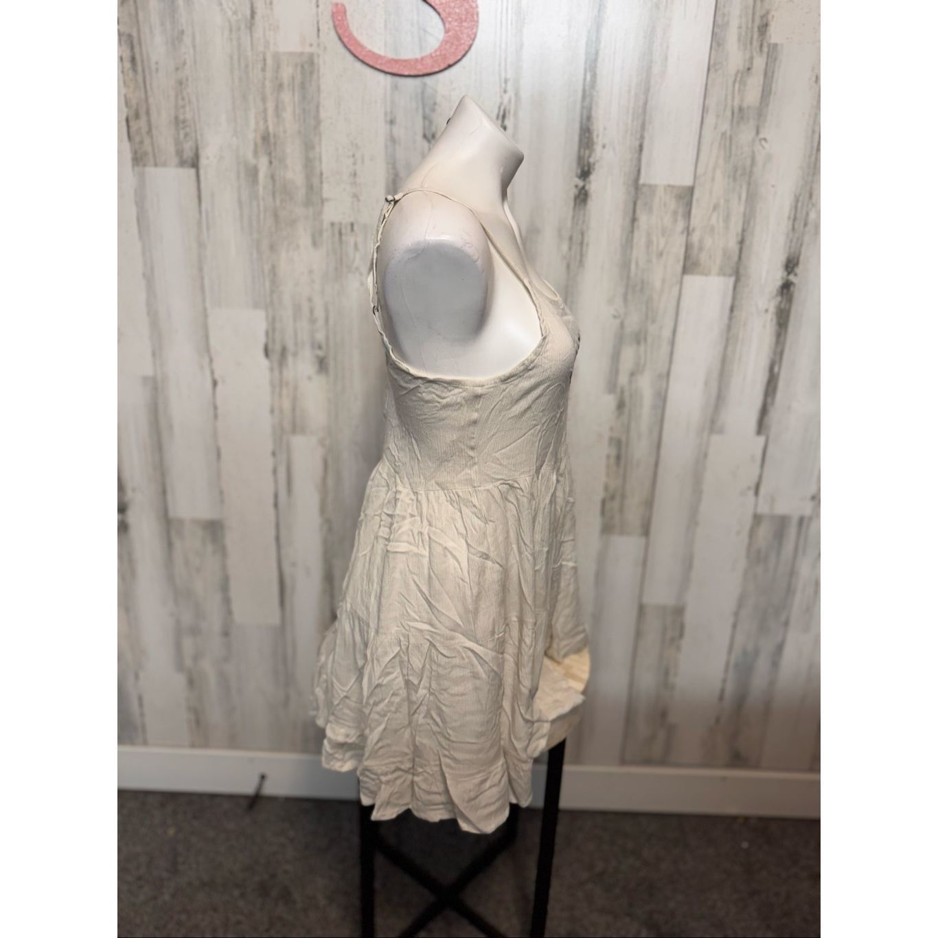 Kiwi Kiwi + Punch Queen Cream Sundress XS – Smocked Bust, Adjustable Straps, Flowy Rayon Dress Size XS / US 0-2 / IT 36-38 - 7 Thumbnail