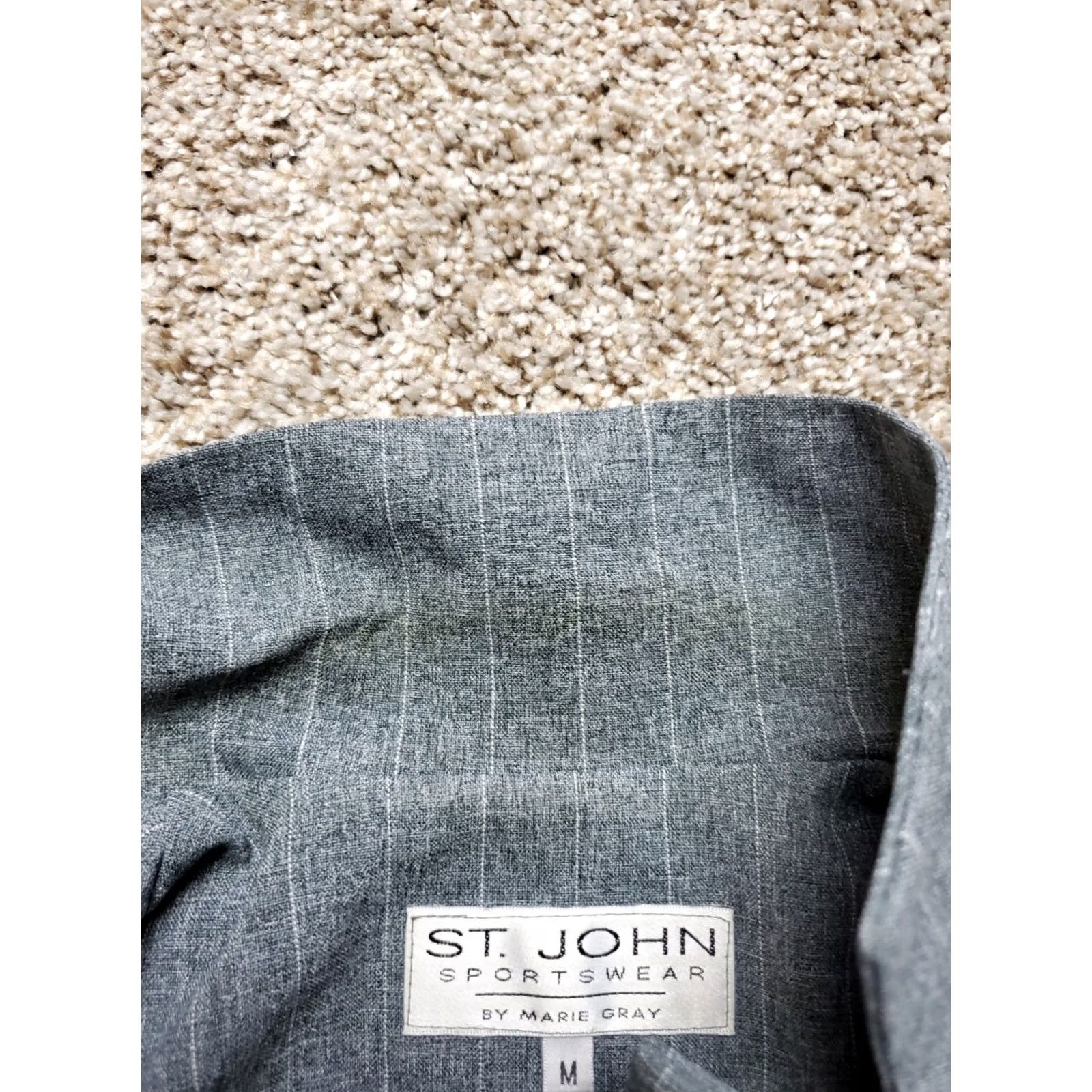Vintage VINTAGE St John Blazer Wool Gray Striped 2 Button Medium Womens Short Sleeve? Size M / US 6-8 / IT 42-44 - 5 Thumbnail