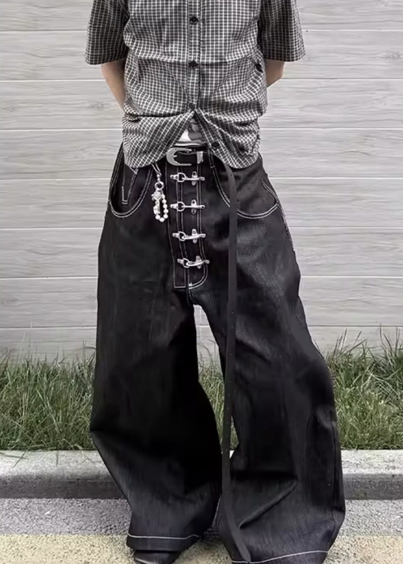Japanese Brand Black Gothic Y2k Oversize Denim Pant Size US 30 / EU 46 - 5 Thumbnail