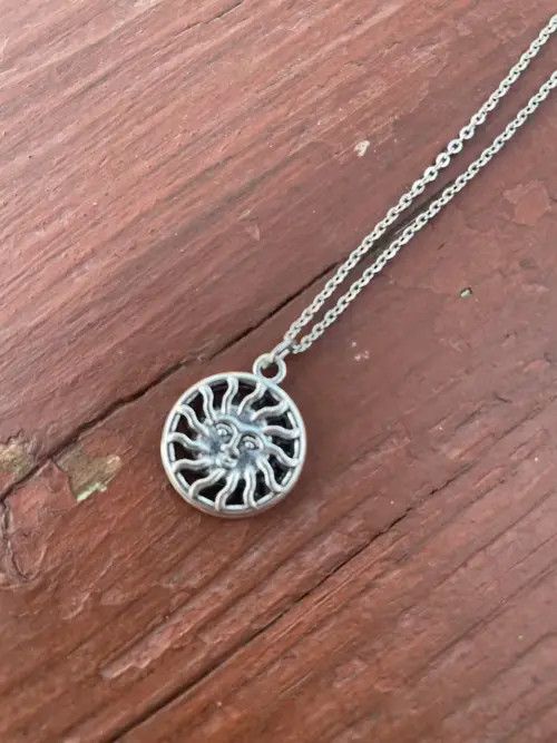 Handmade × Jewelry Aztec Sun Pendant - 20.5” Chain Size ONE SIZE - 1 Thumbnail