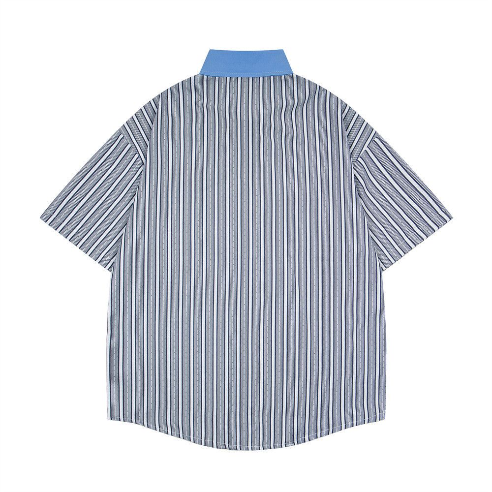 Japanese Brand Fun Cartoon Embroidered Striped Short-Sleeve Shirt Size US M / EU 48-50 / 2 - 2 Thumbnail