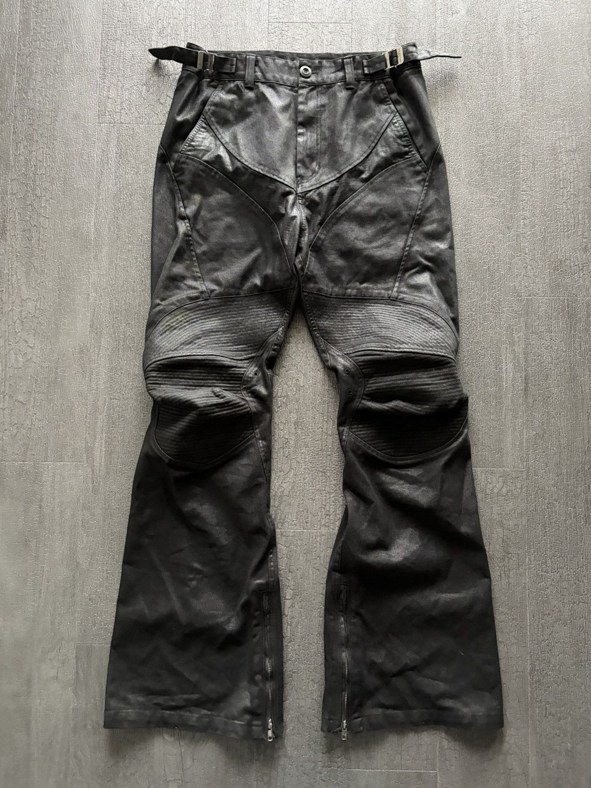 PROJECT G/R PROJECT G/R COATED BIKER ARMOURED FLARE PANTS Size 2