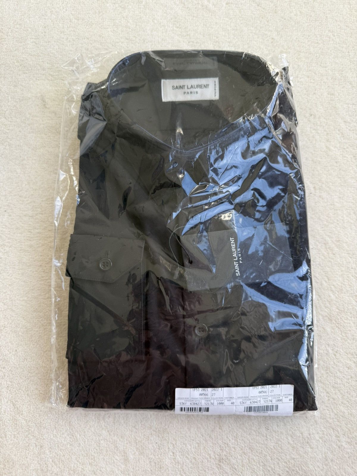 Saint Laurent Paris $760 40 BNWT Saint Laurent black shirt Sz 40 poplin Size 40R - 3 Thumbnail