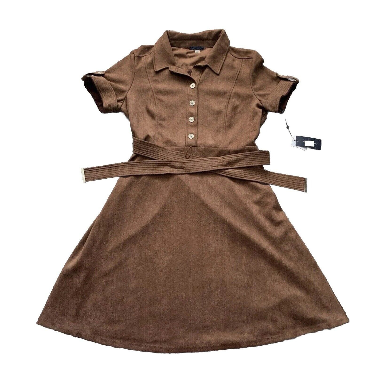 Tommy Hilfiger Tommy Hilfiger Coffee Faux Suede Dress Sz 18 NWT Collared Size XXL / US 16-18 / IT 52-54 - 4 Thumbnail